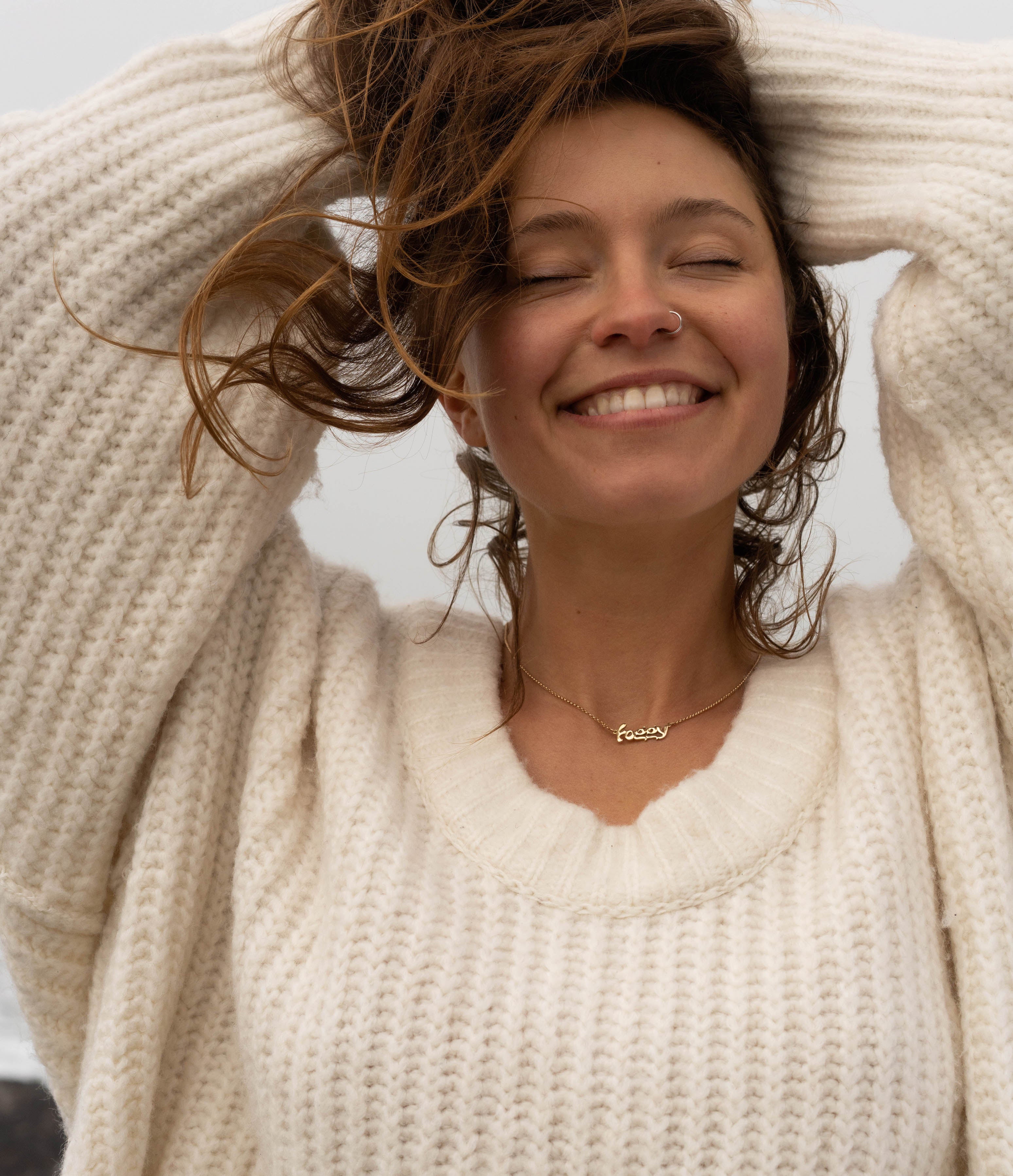 Foggy Necklace on model