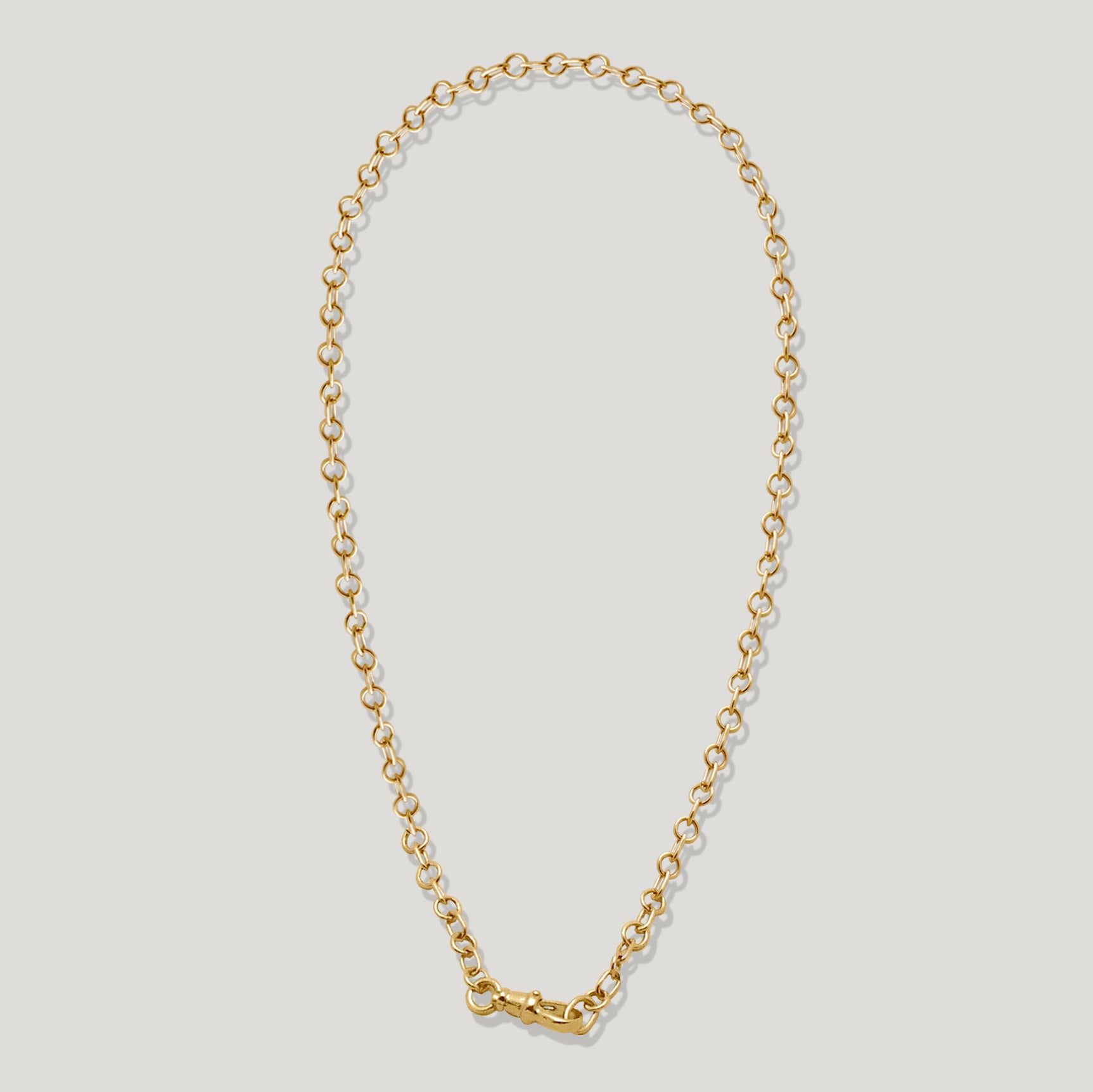 Rhythm Cable Chain with Dog Clip Clasp - Gold alternating chain links round and oval