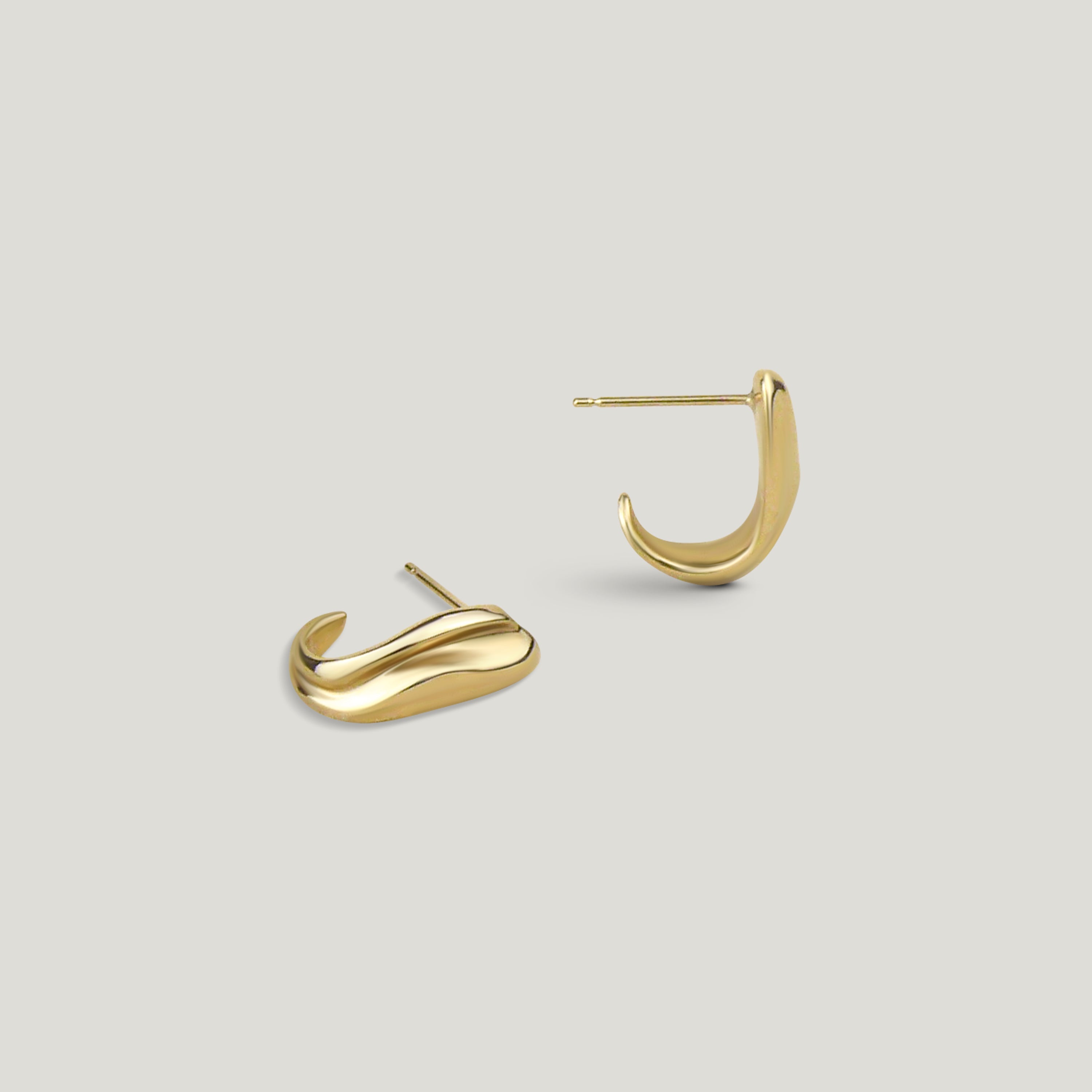 Gold Dune Huggie Hoop Earrings with organic texture
