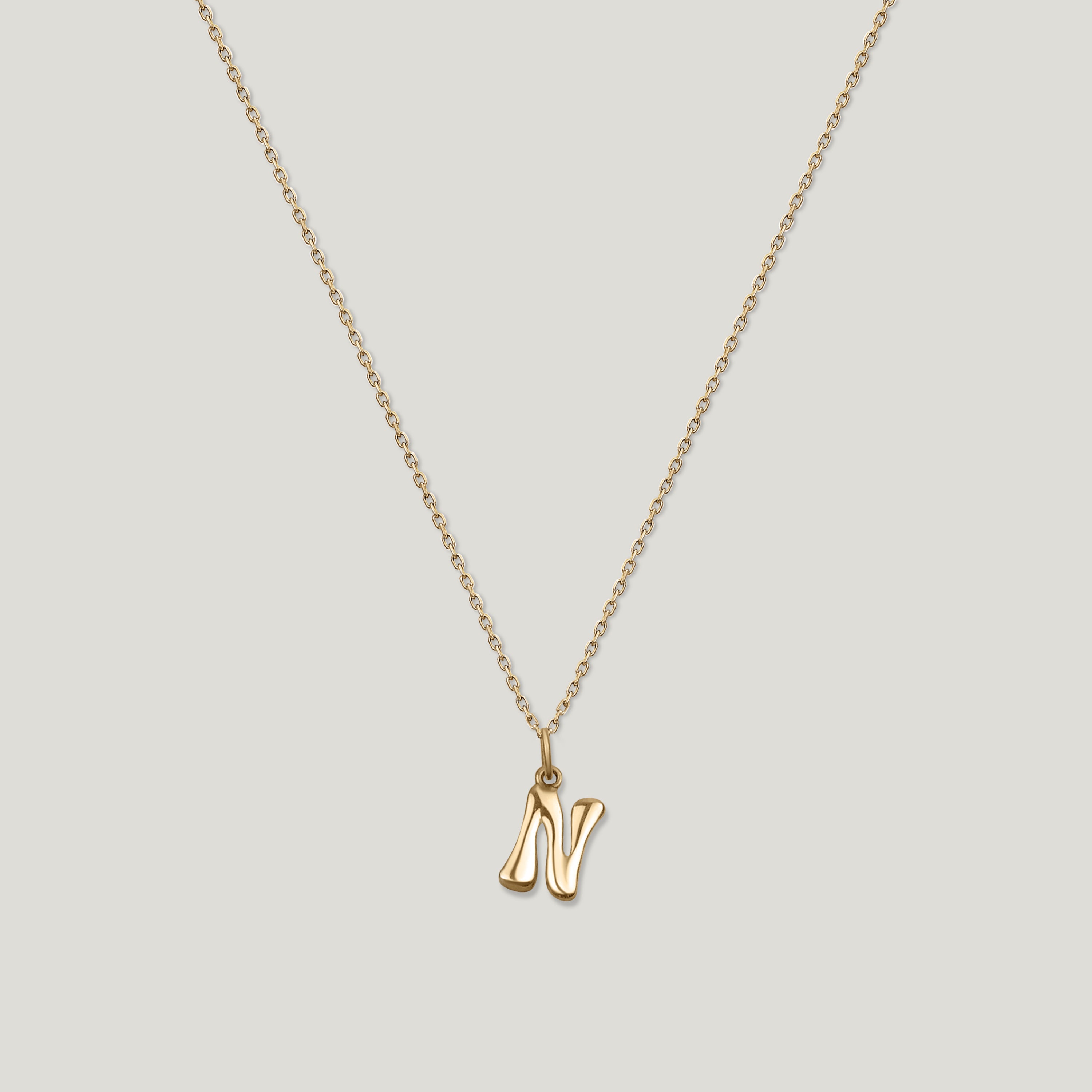 Fairmined Gold Strand Cable Chain and Letter Charm N