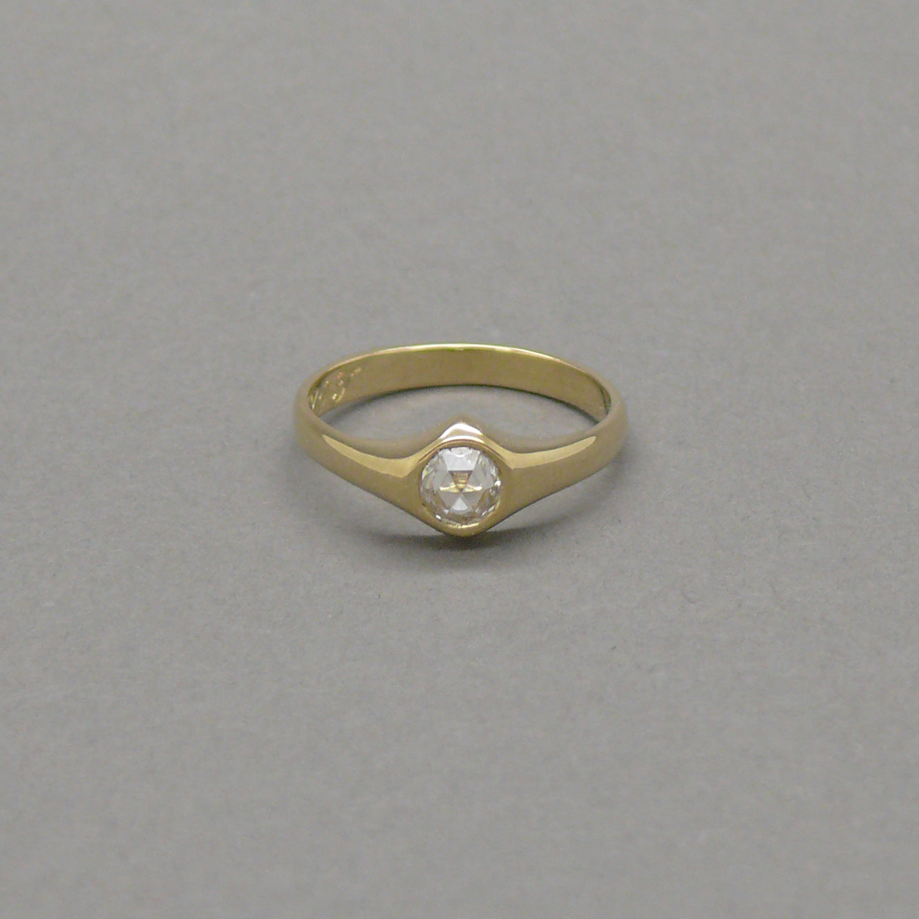 Custom rosecut diamond signet ring