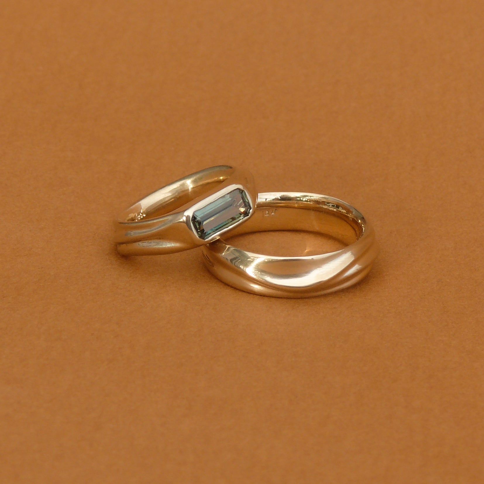 Made Line Jewelry Custom Sapphire Engagement Ring and Wedding Band
