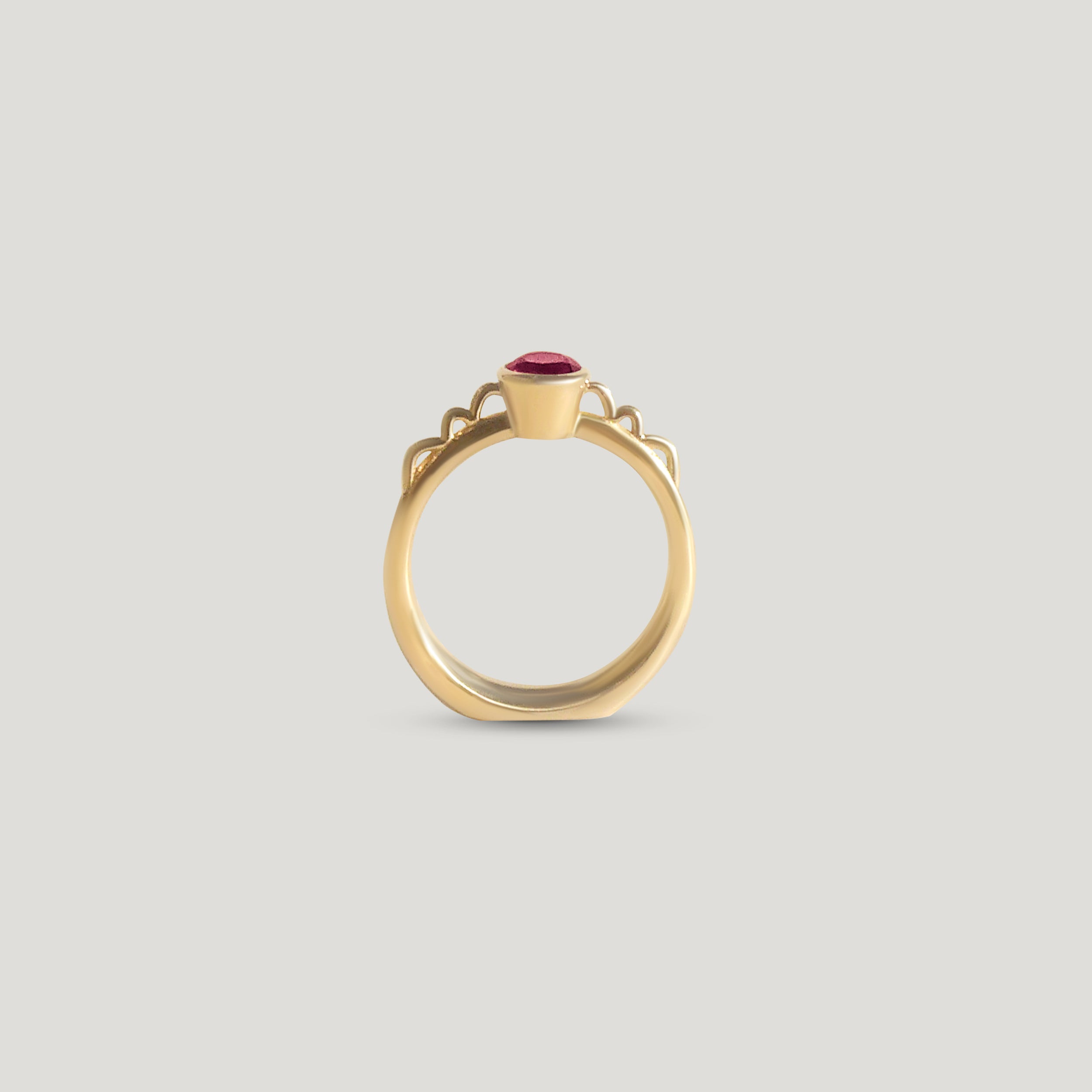 Garnet Vessel Ring No. 3 - Gold