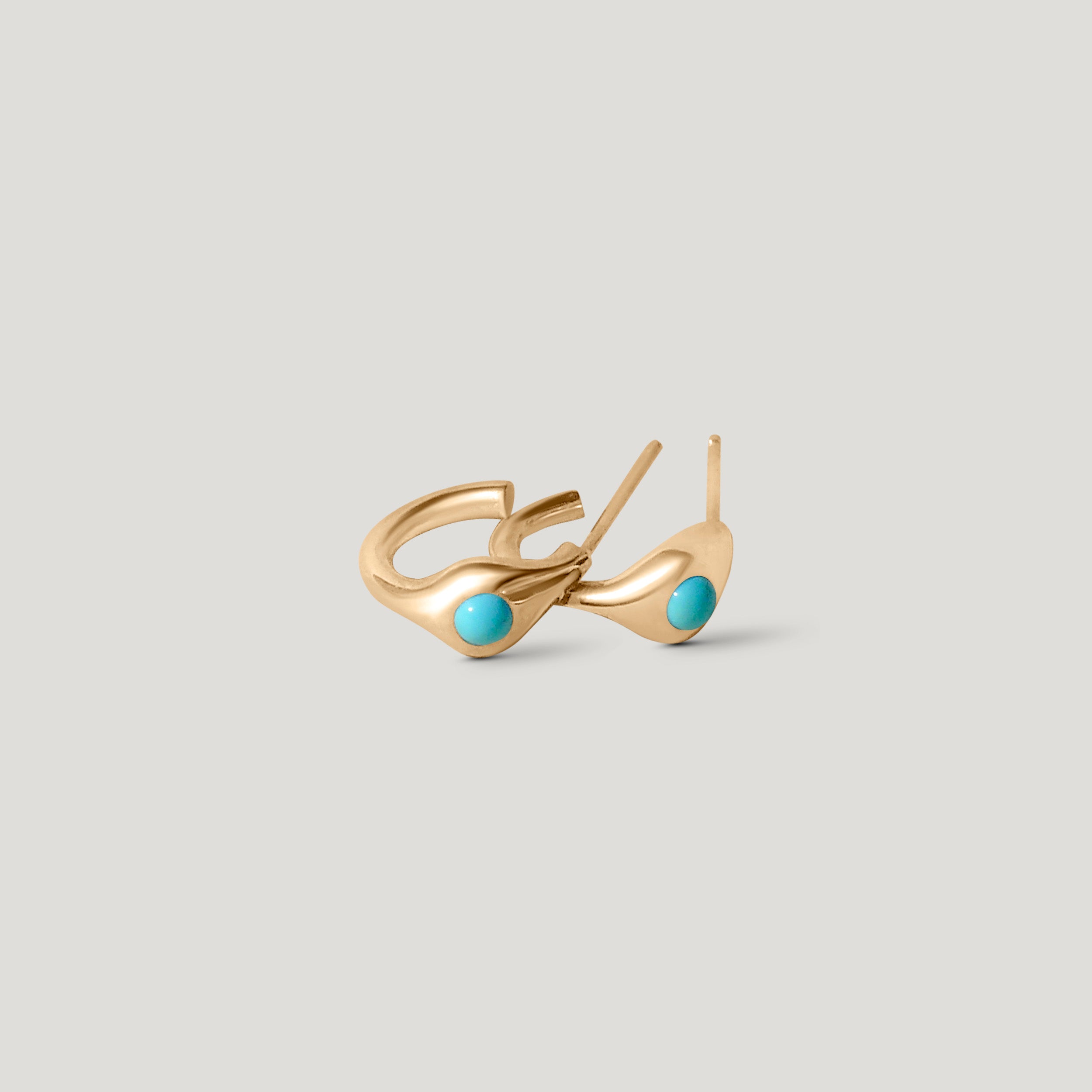 Turquoise Petite Signet Hoops - Gold and turquoise