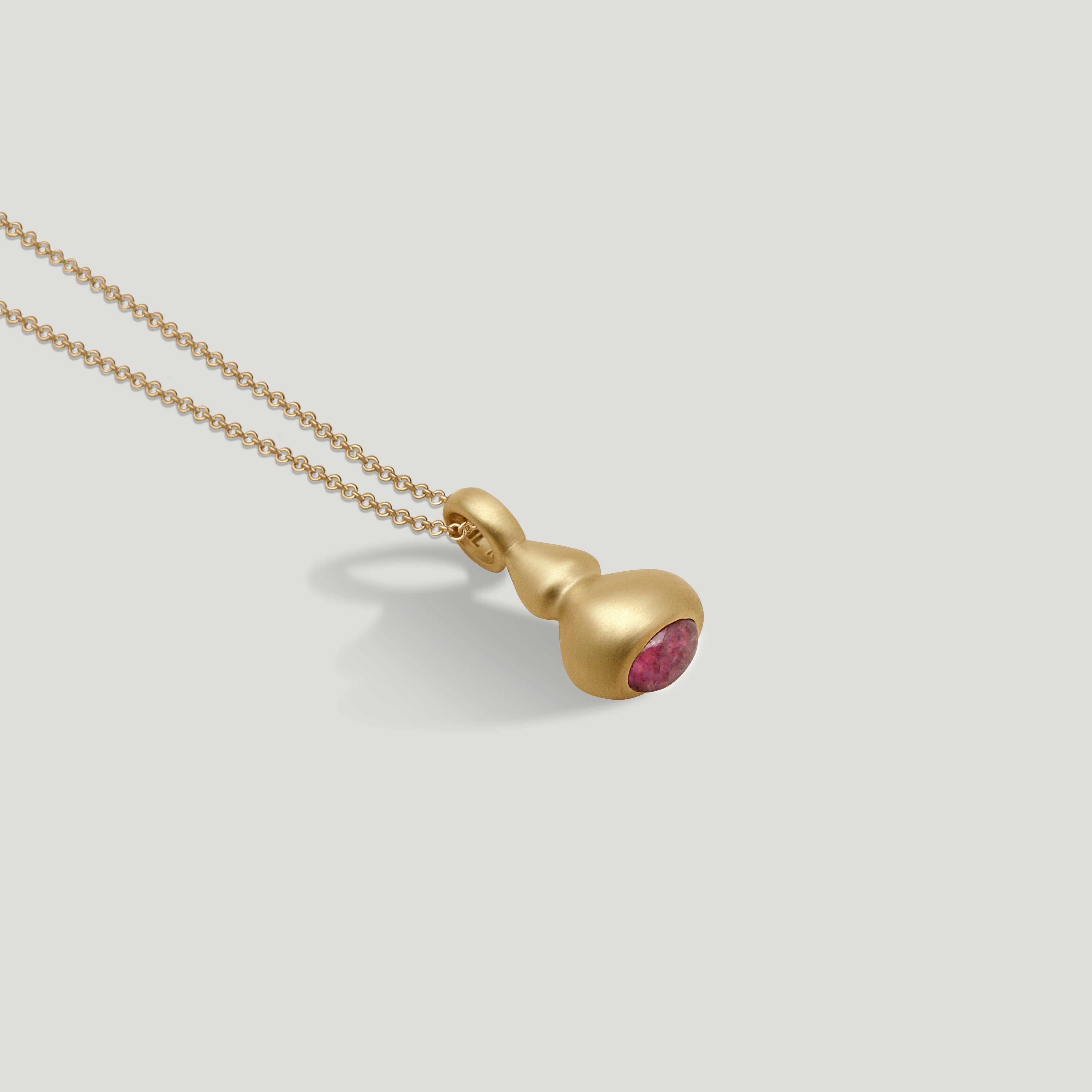 Pink Tourmaline Pendulum Charm No. 5 - Gold