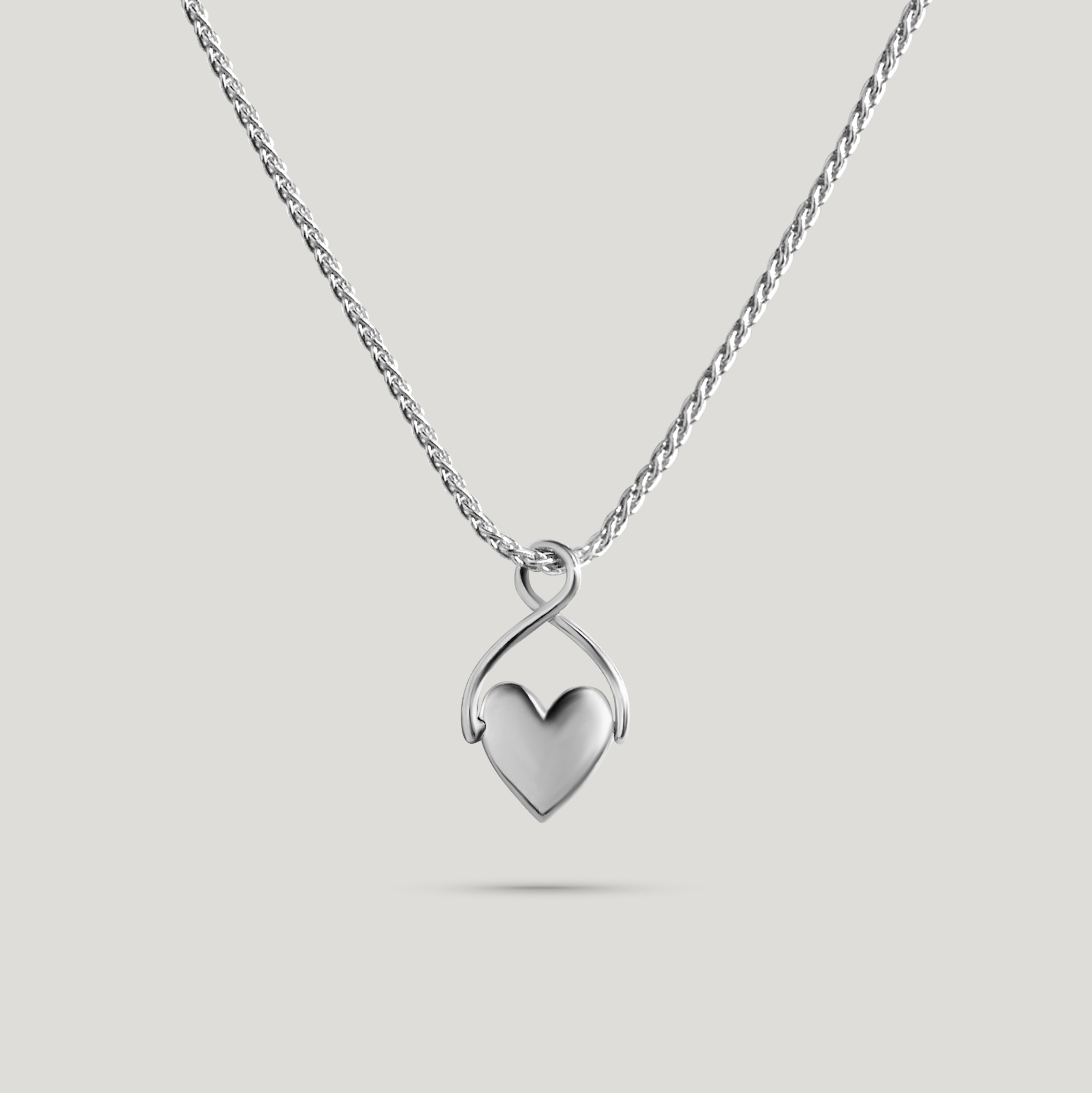 Spinning Heart Charm sterling silver on heritage wheat chain