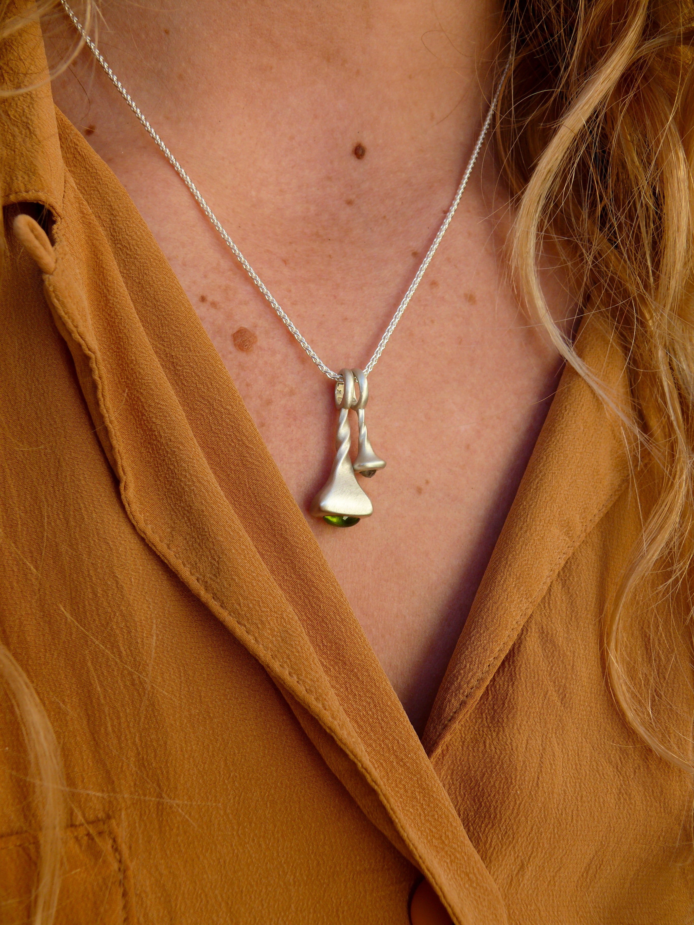 Diamond Pendulum Charm No. 8 x OKAY FINE - Silver on model