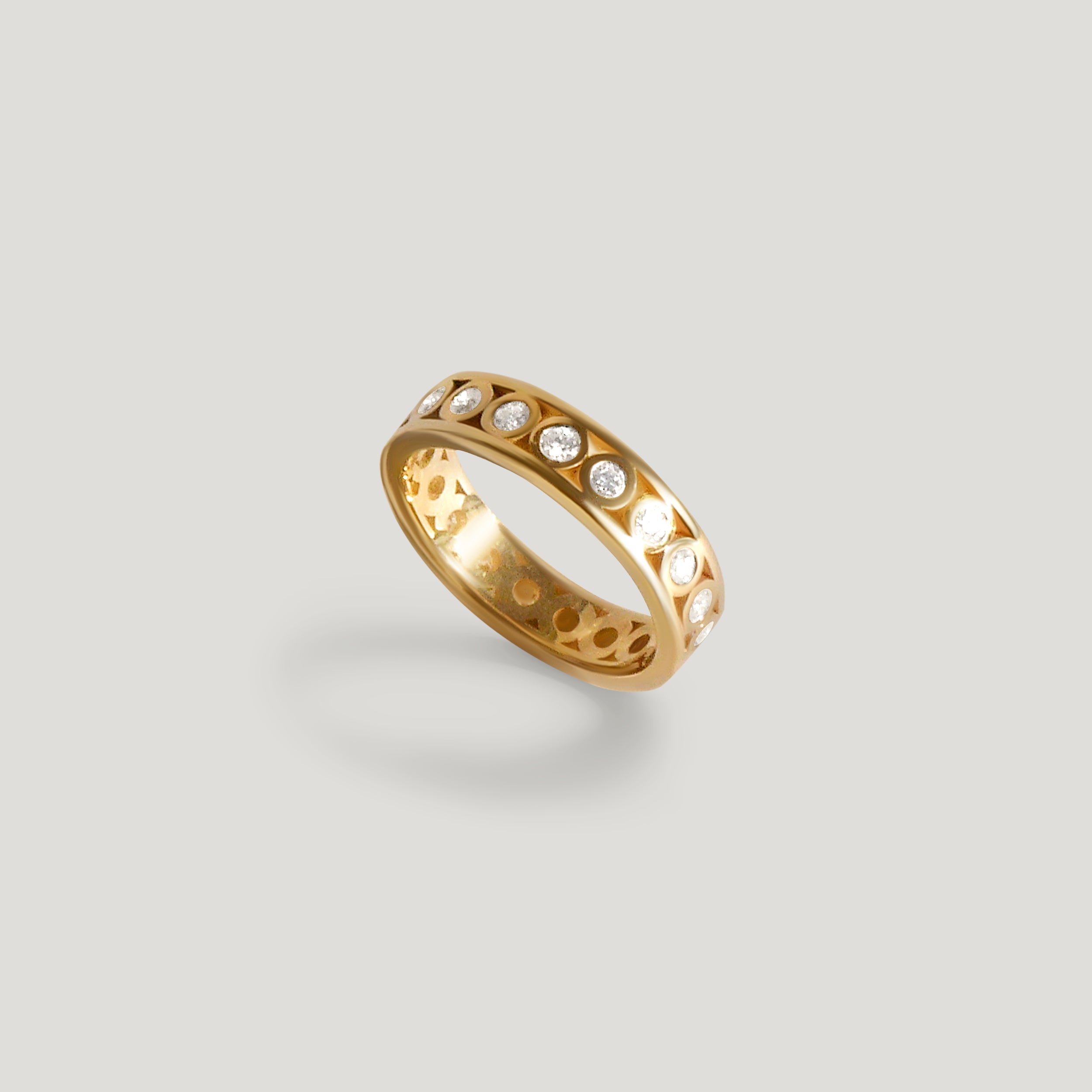 Diamond Eternity Cylinder Ring - Gold