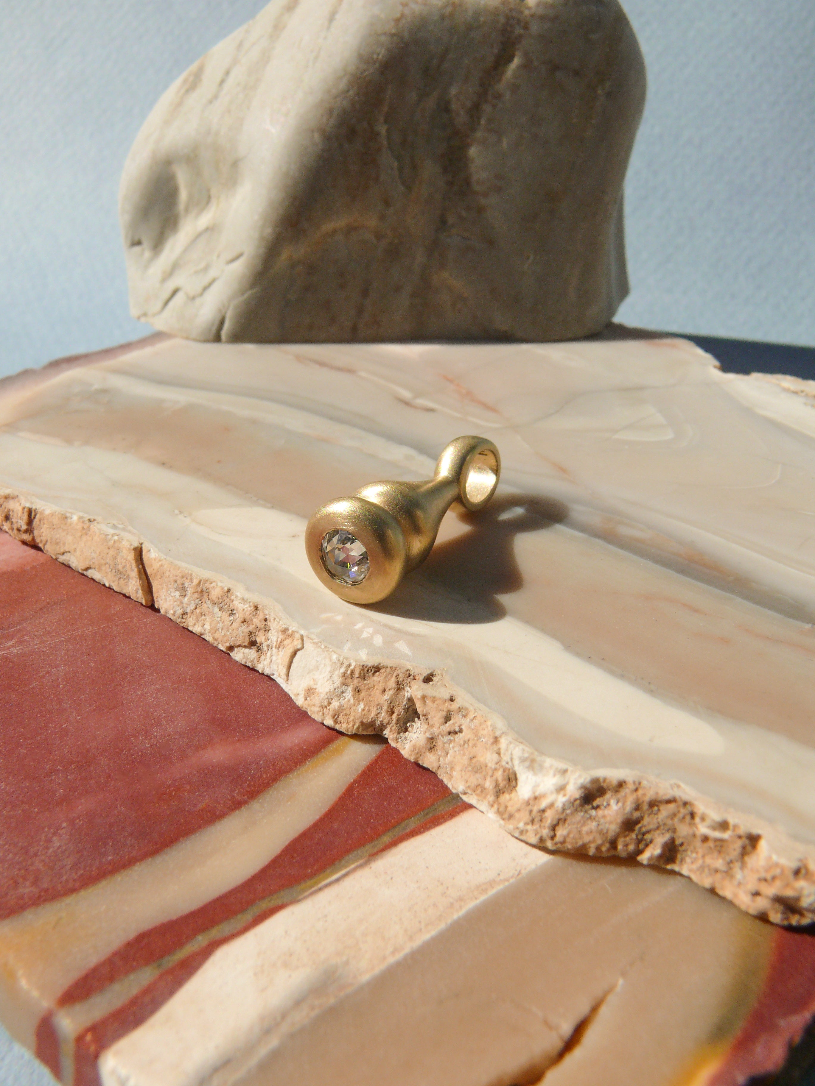 medium rose cut diamond pendulum charm no. 1 on rough jasper