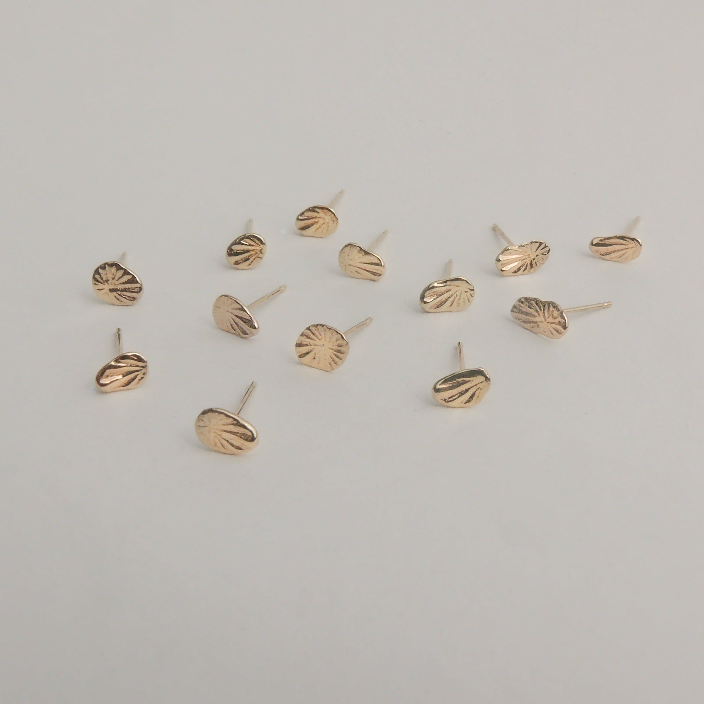 Made Line Jewelry, recycled 14k gold Ray Stud Earrings on white background