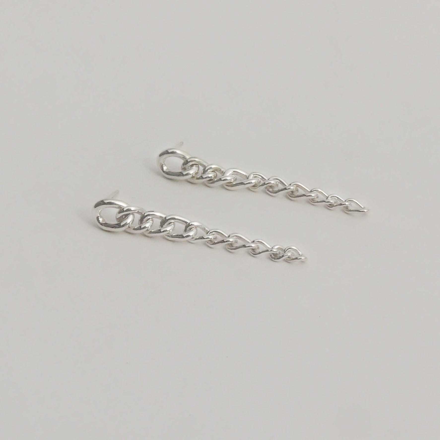Artisan Curb Chain Earrings - Silver