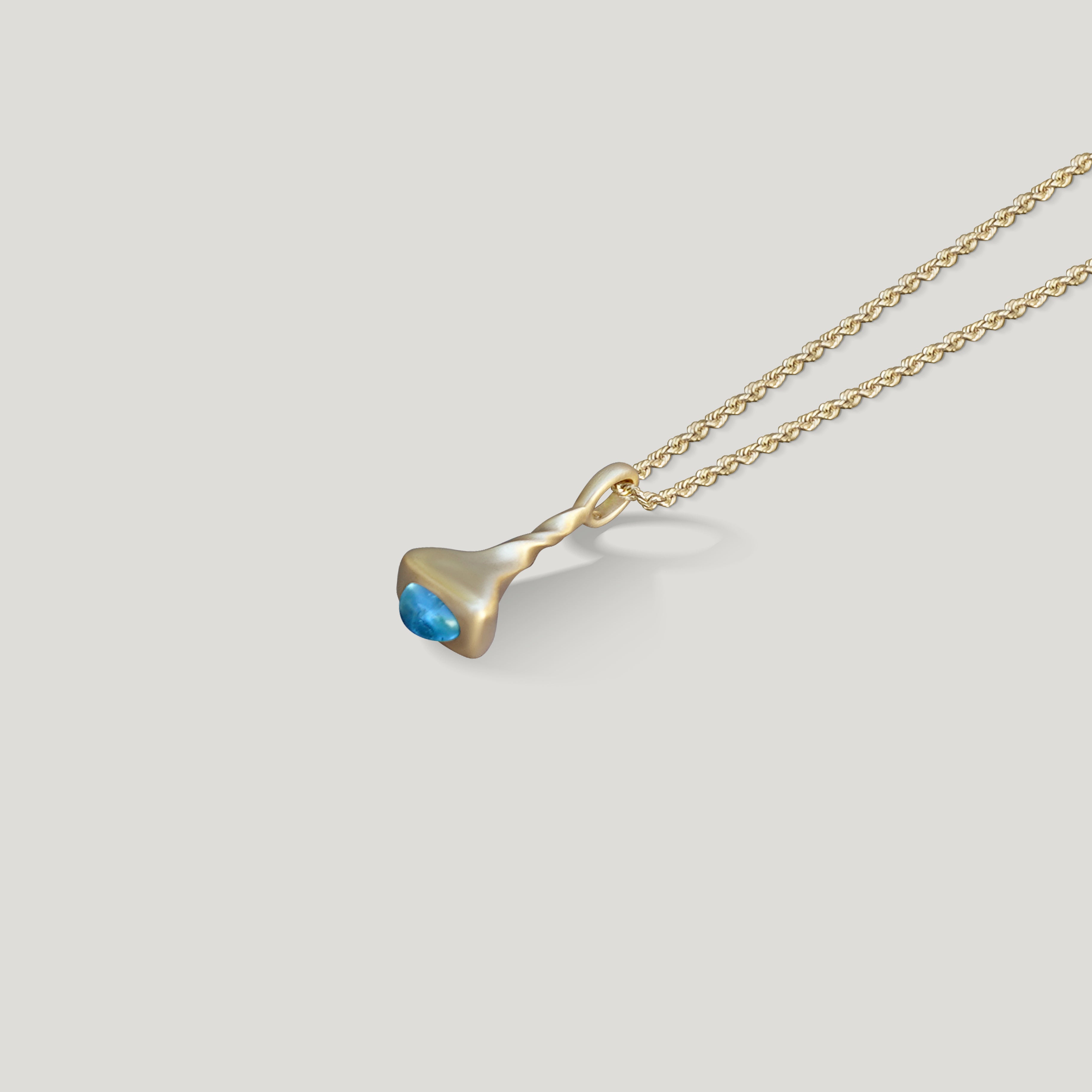 Aquamarine Pendulum Charm No. 7 x OKAY FINE - Gold