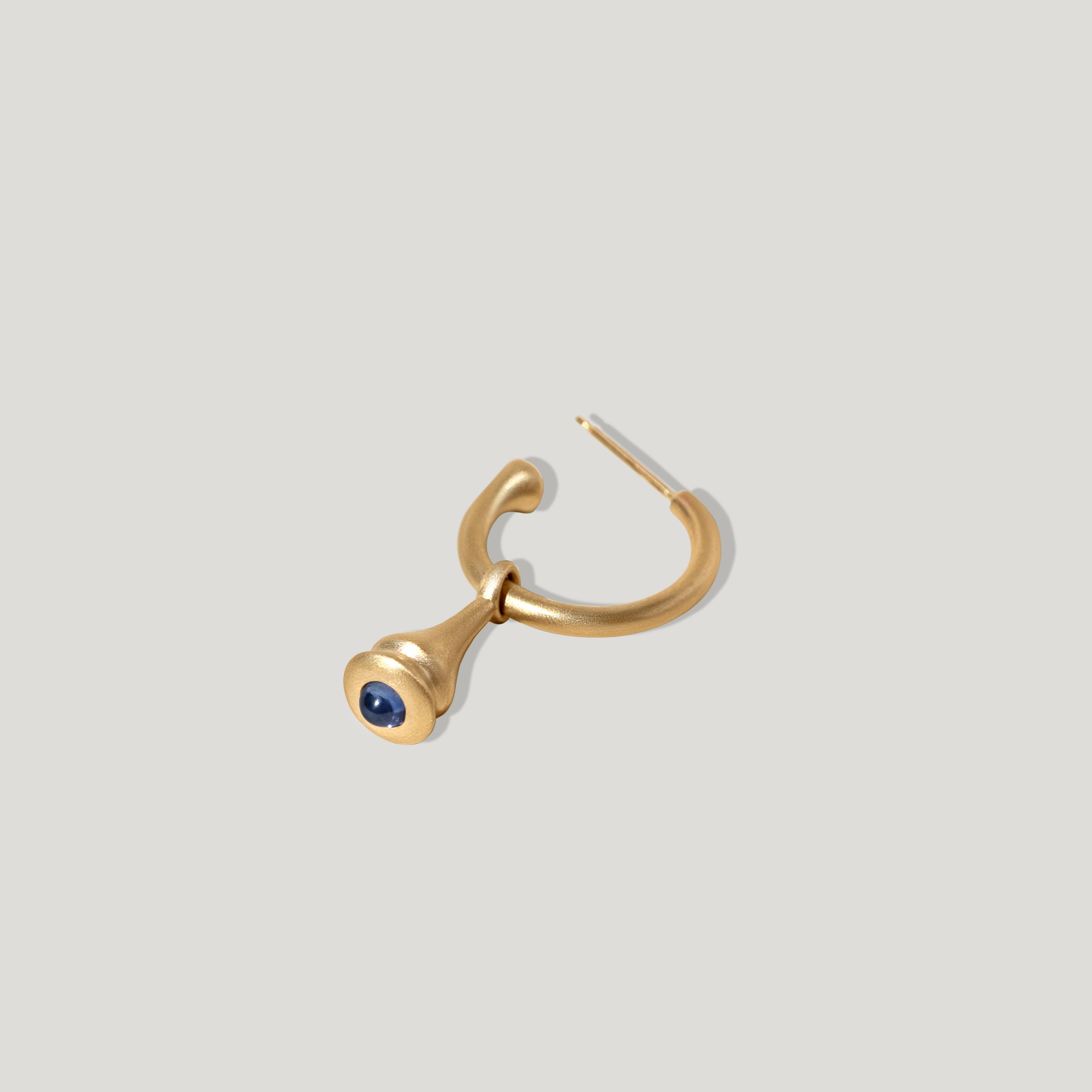 Blue Sapphire Pendulum Charm No.1 Hoop Earring Gold
