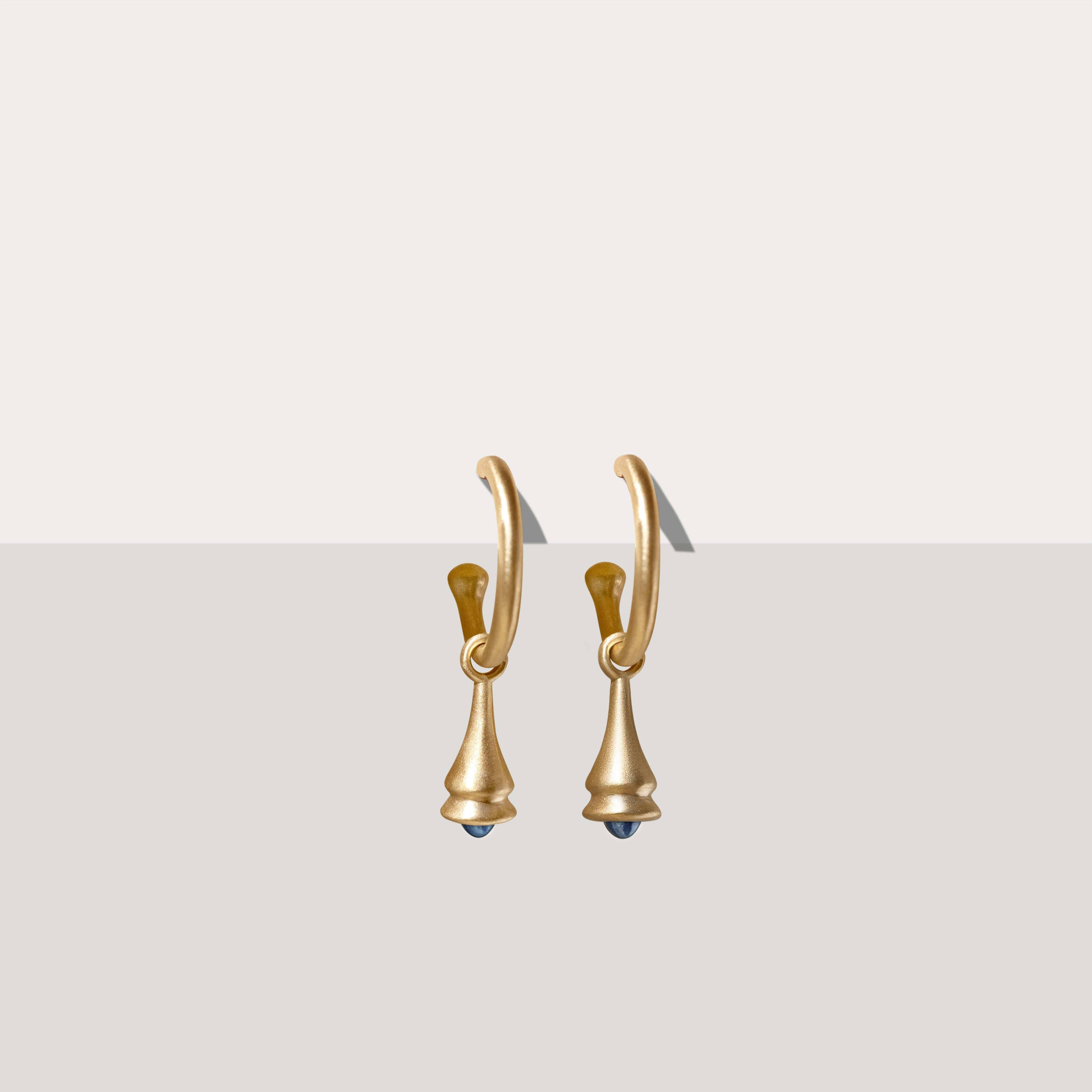 Blue Sapphire Pendulum Charm No.1 Hoop Earring Gold