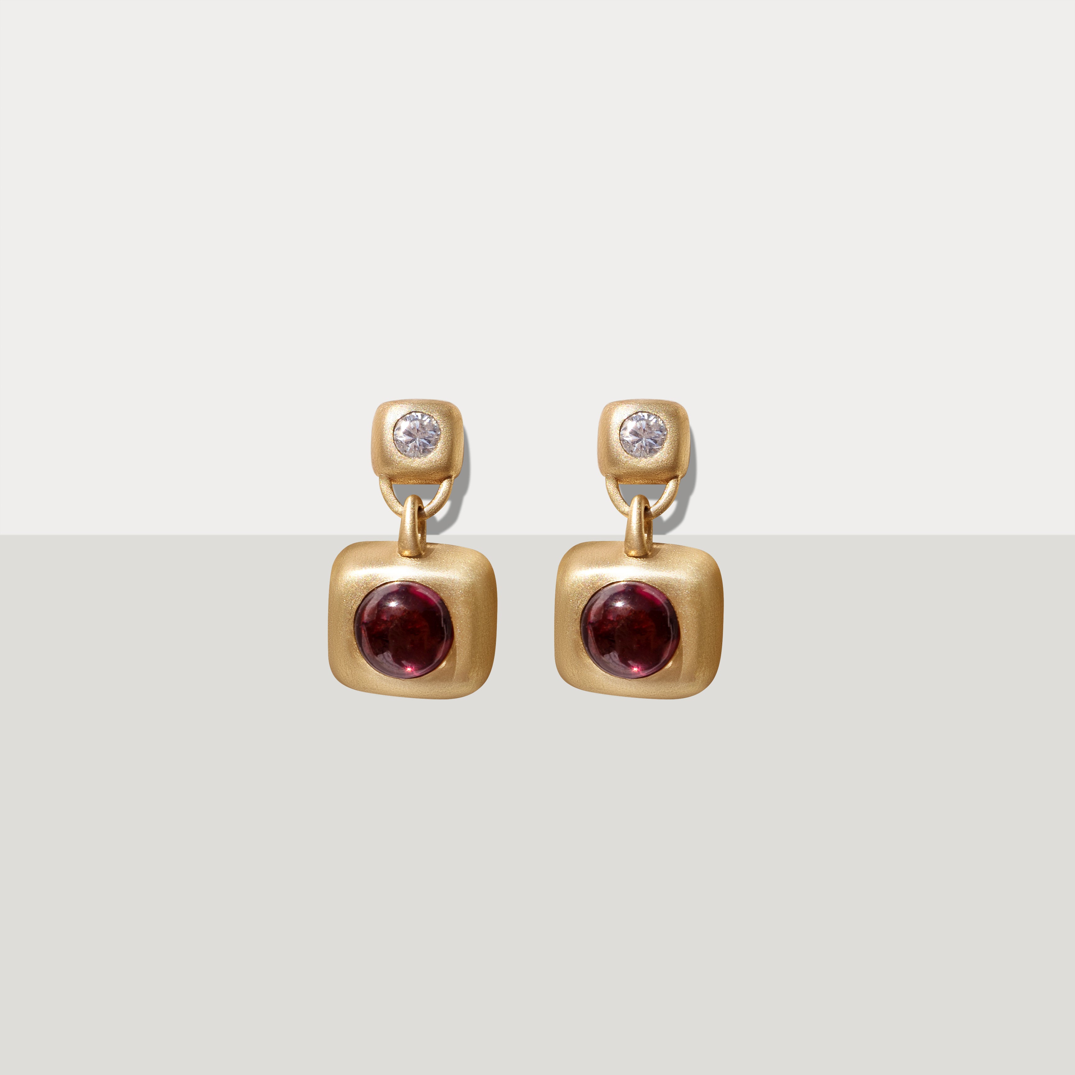 Diamond and Garnet Large Trove Drop Earring - Gold