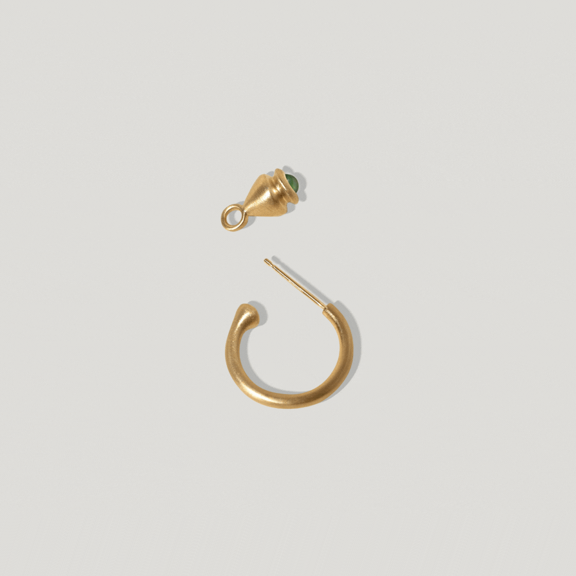 Emerald and Sapphire Pendulum Charm Hoop Earring - Gold