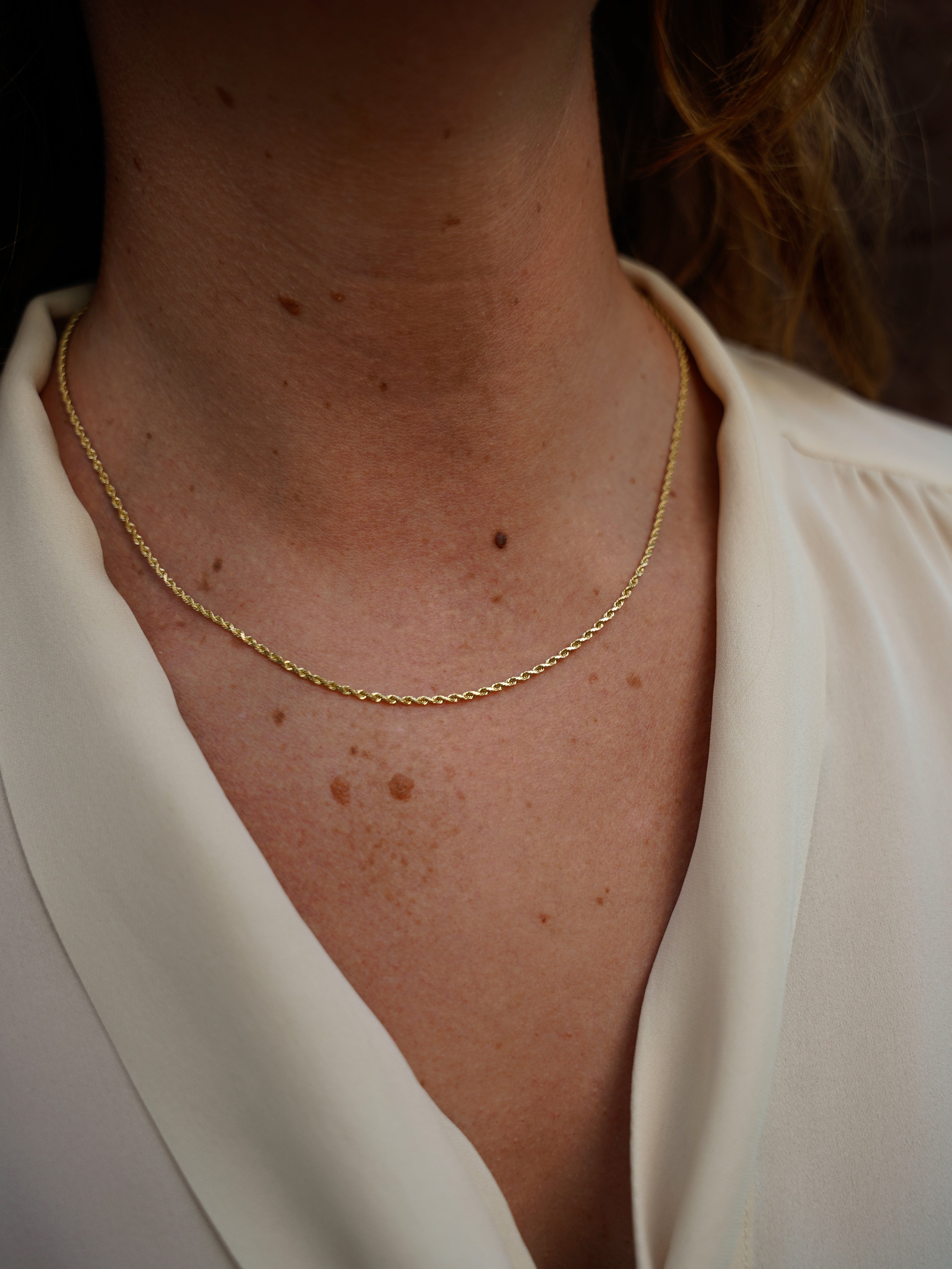 Estate Diamond Cut Rope Chain - Gold on model