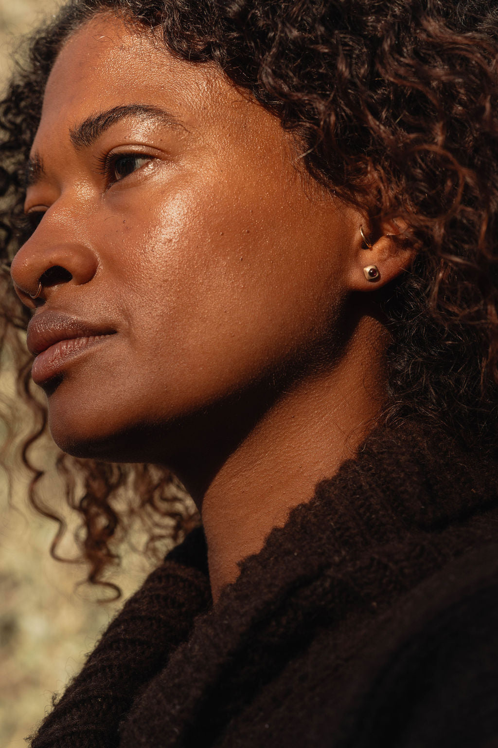 Garnet Trove Stud Earring - Gold on model