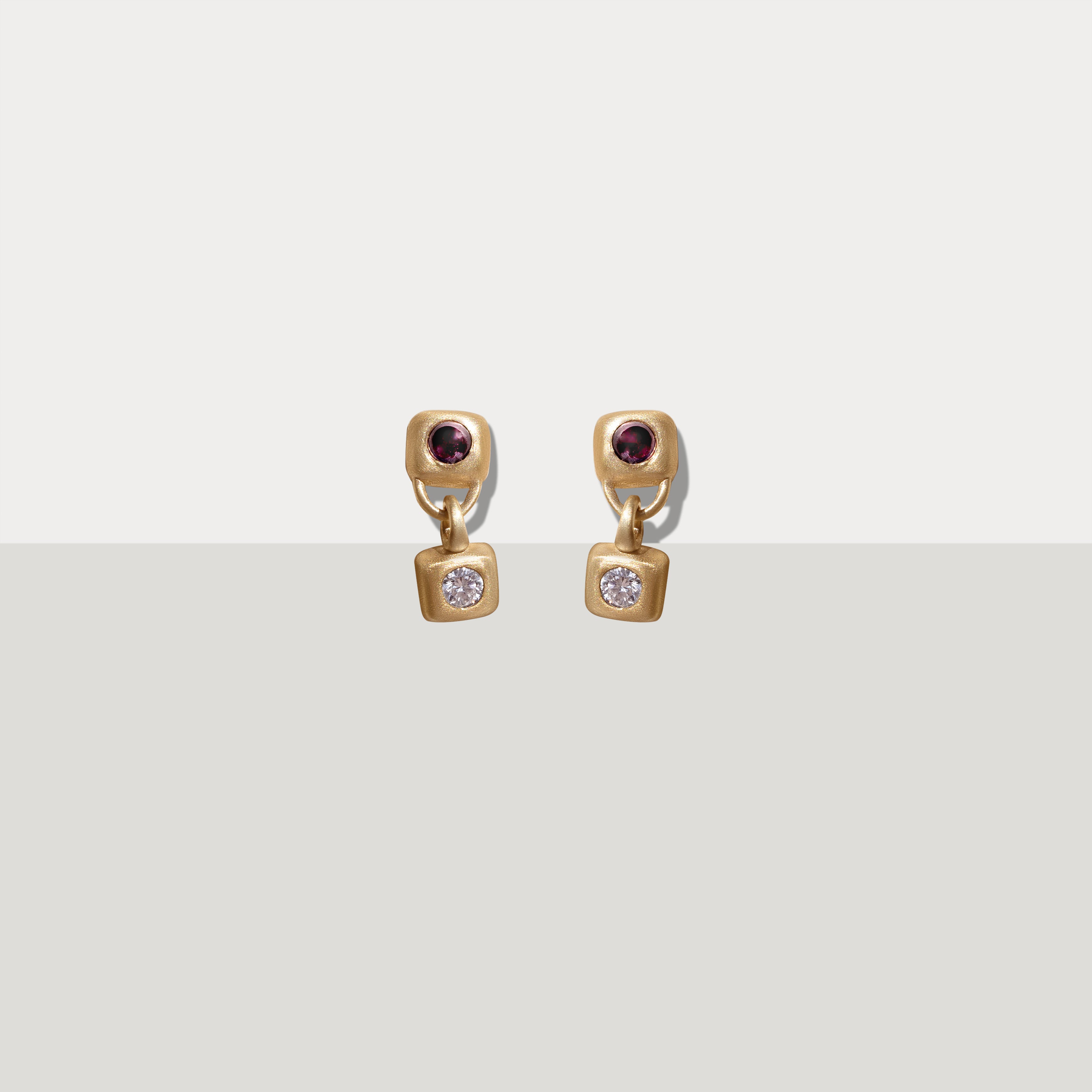 Garnet and Diamond Small Trove Drop Earring Gold
