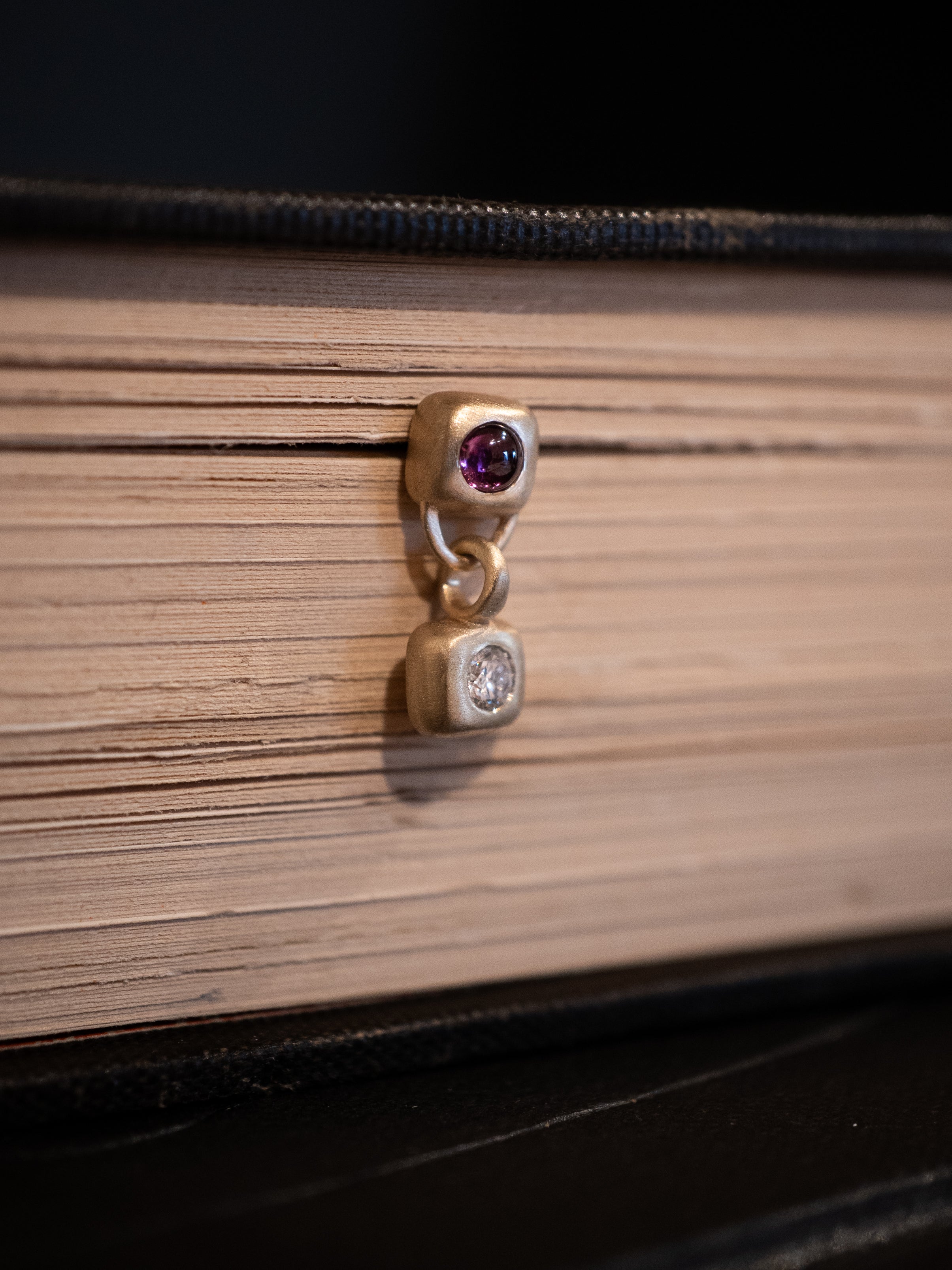Garnet and Diamond Small Trove Drop Earring Gold