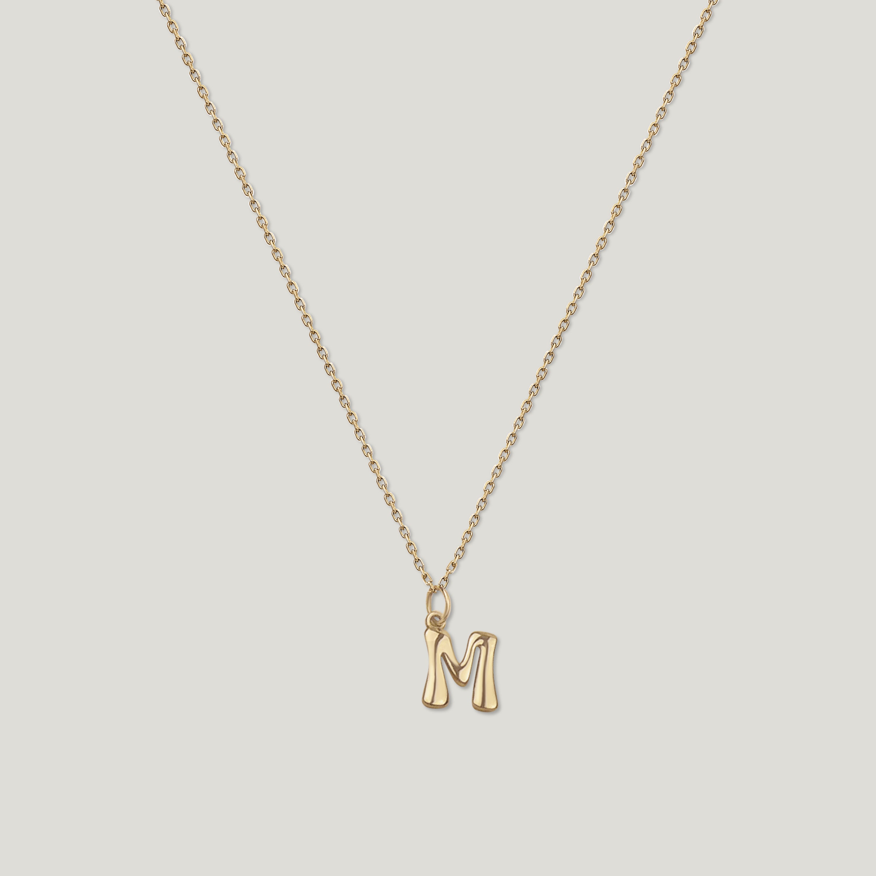 Gold Slow Bloom Initial Letter Charm M