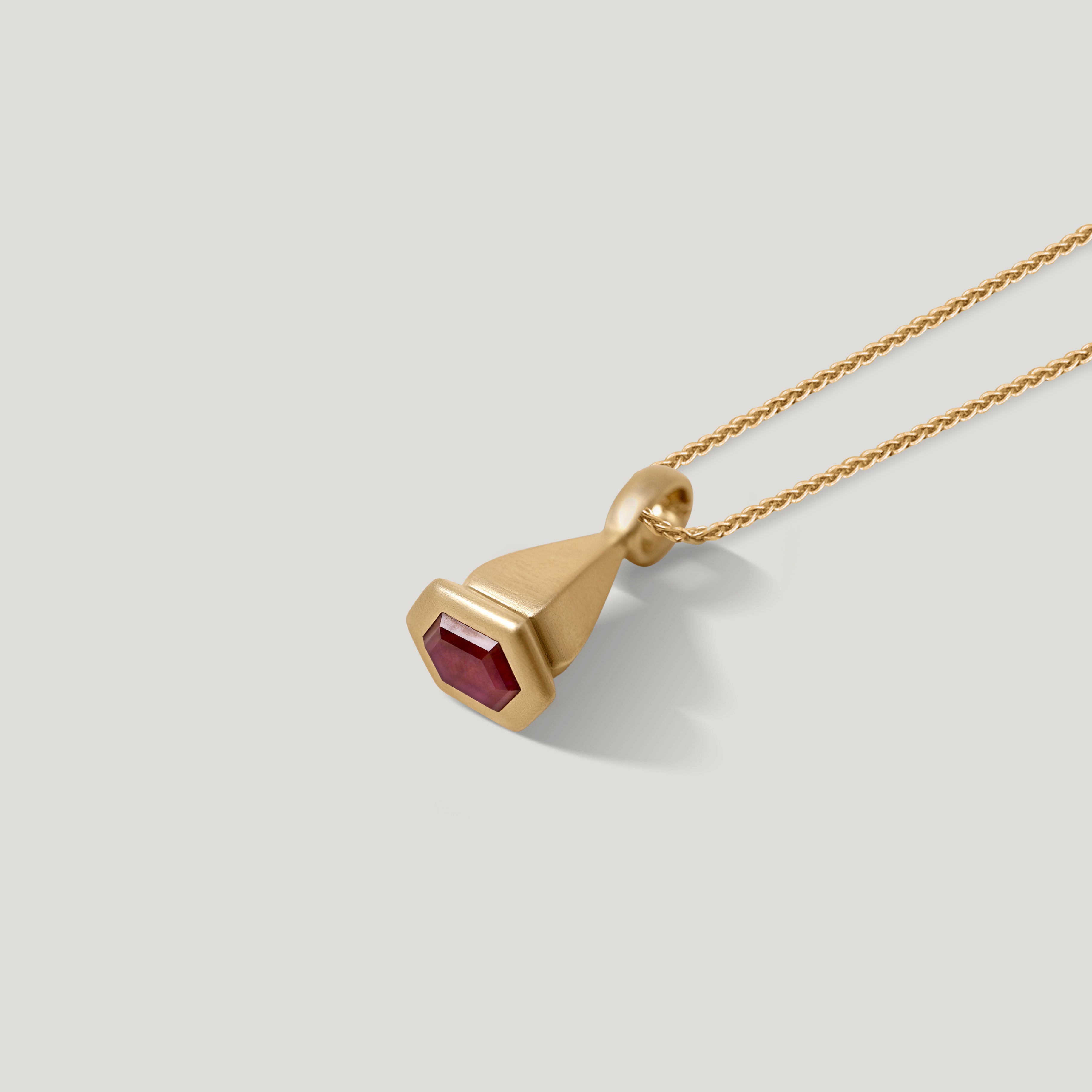 Hexagon Ruby Pendulum Charm No. 10 - Gold
