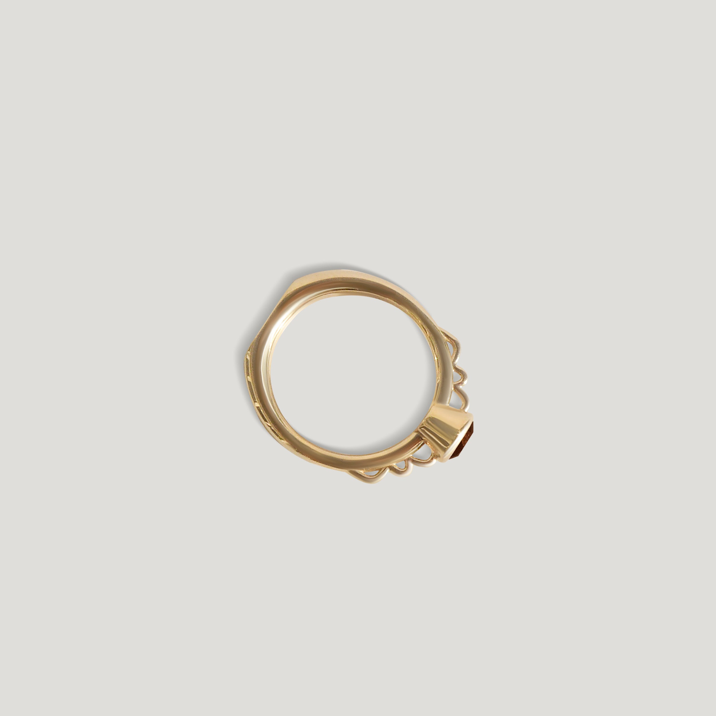 Garnet Vessel Ring No. 3 - Gold