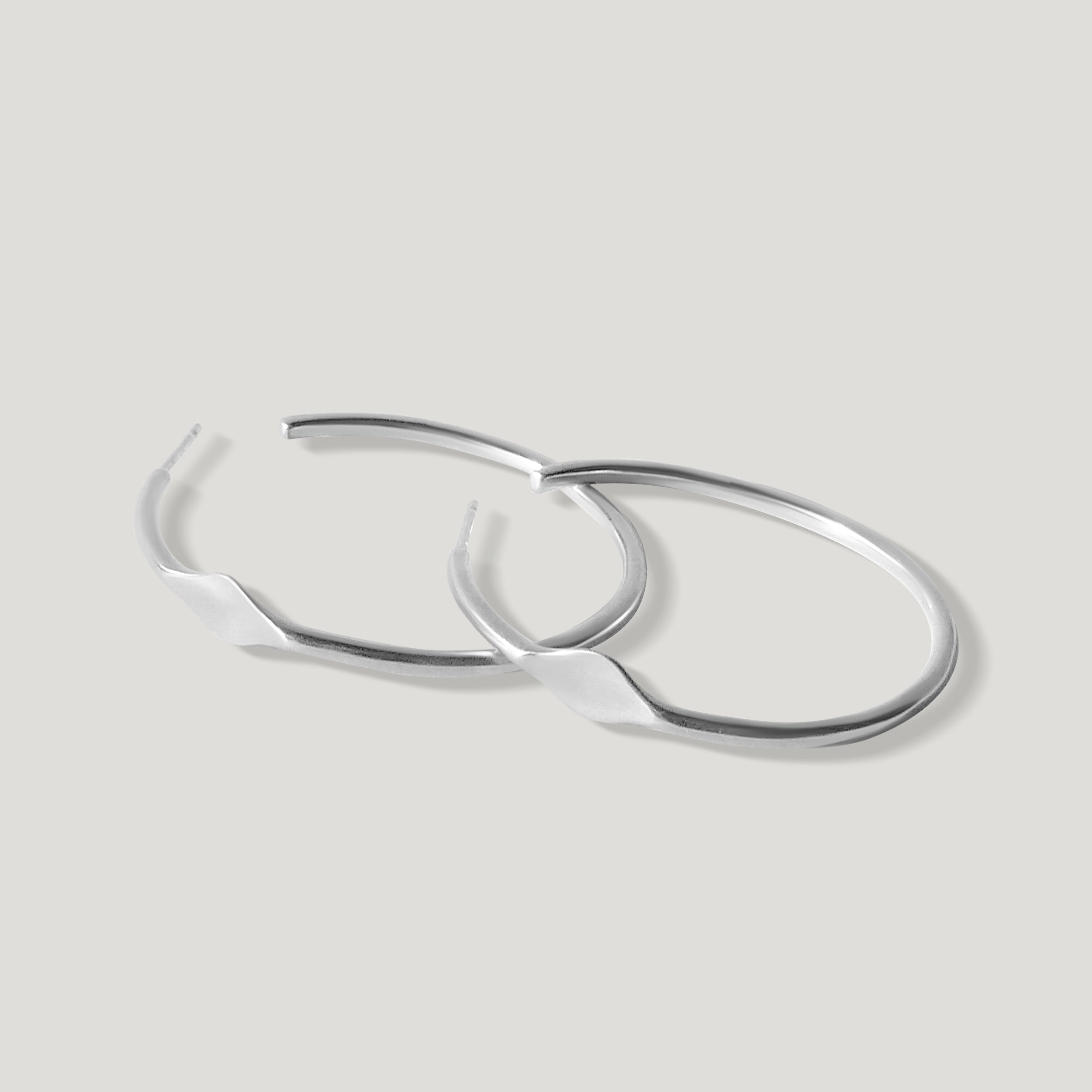 Large Signet Hoop Earrings - Silver