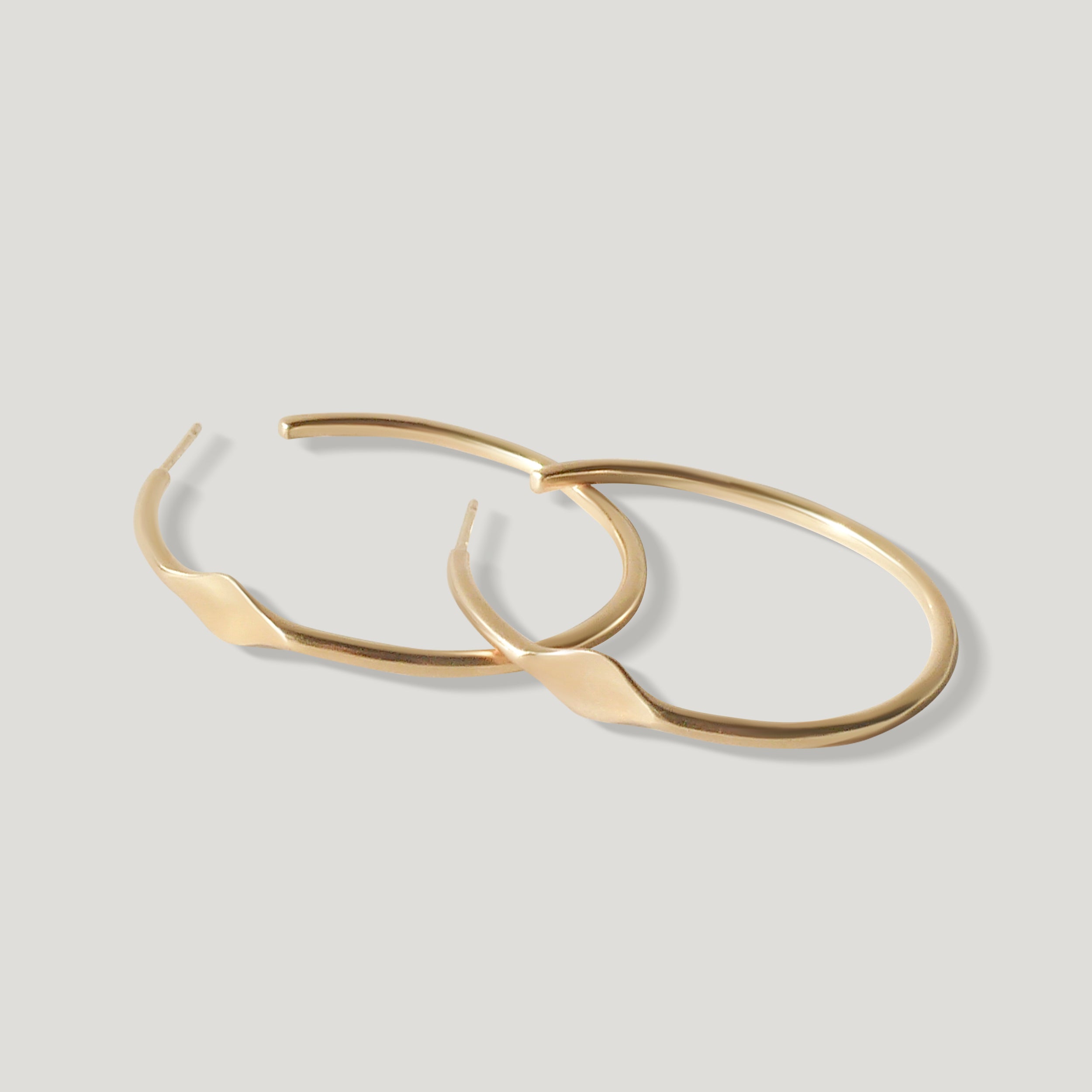 Large Signet Hoop Earrings - Gold