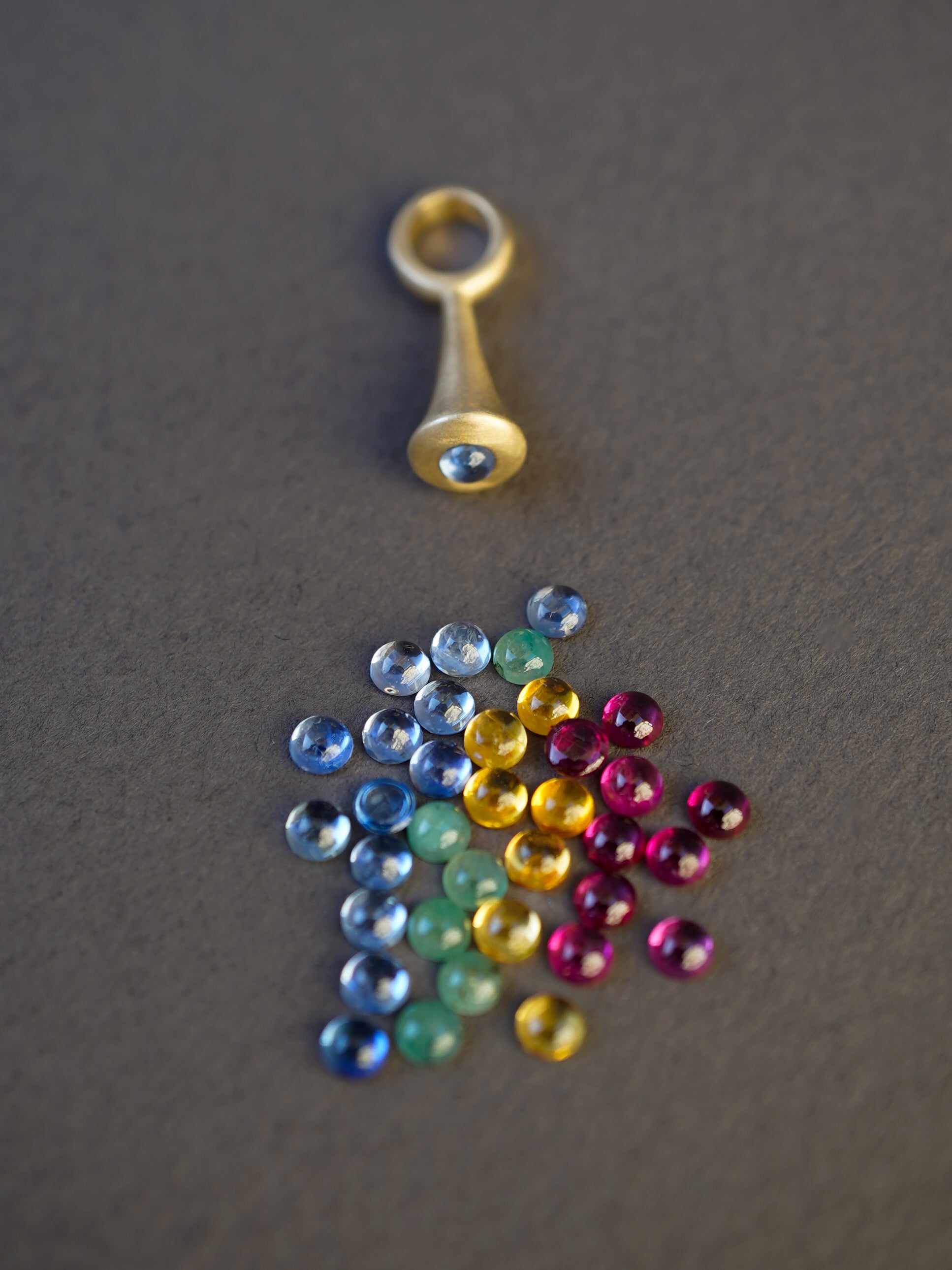 Mini Pendulum Charm No. 2 - Choose Your Gemstone - Gold