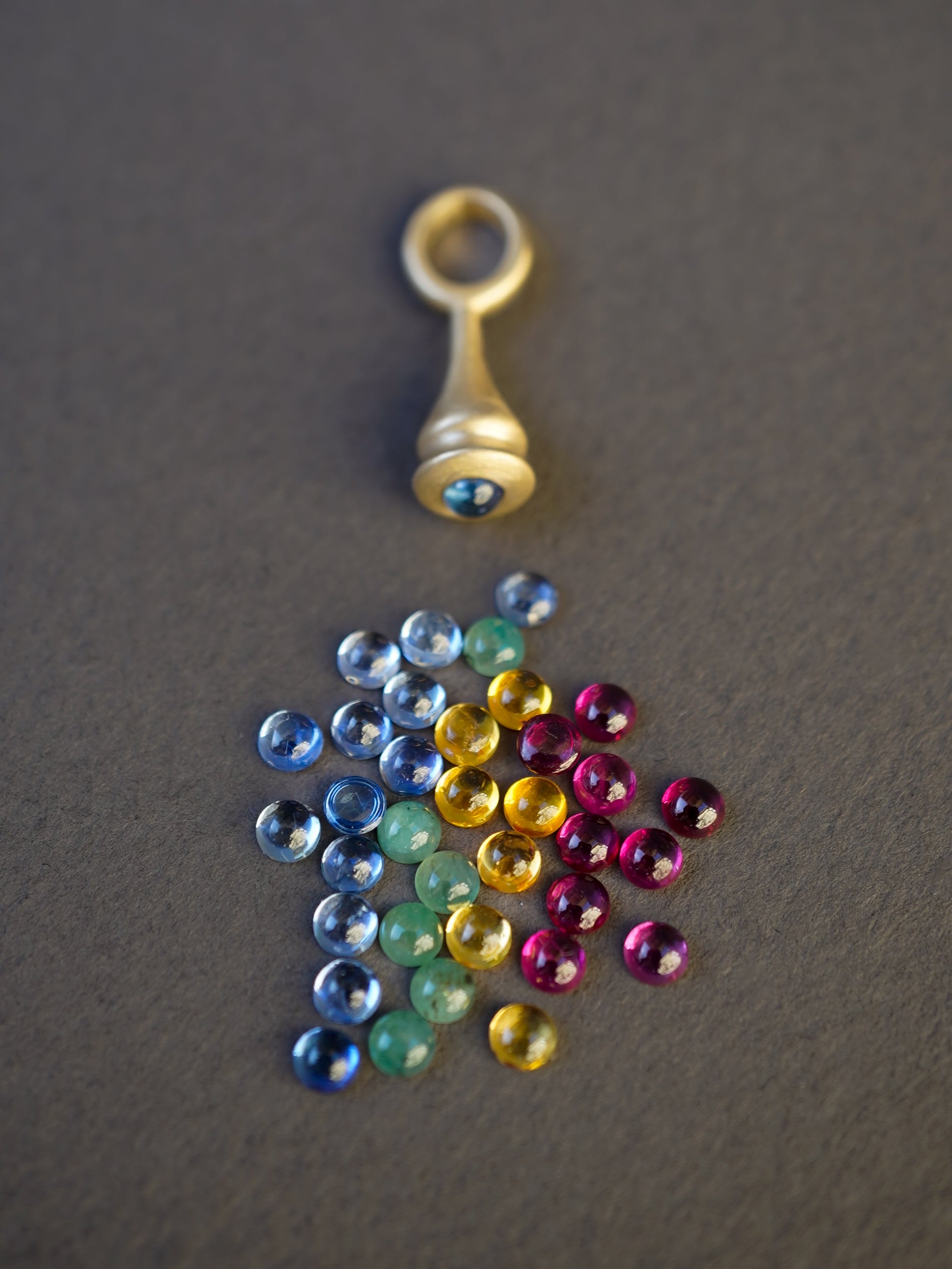 Mini Pendulum Charm No. 1 - Choose Your Gemstone - Gold