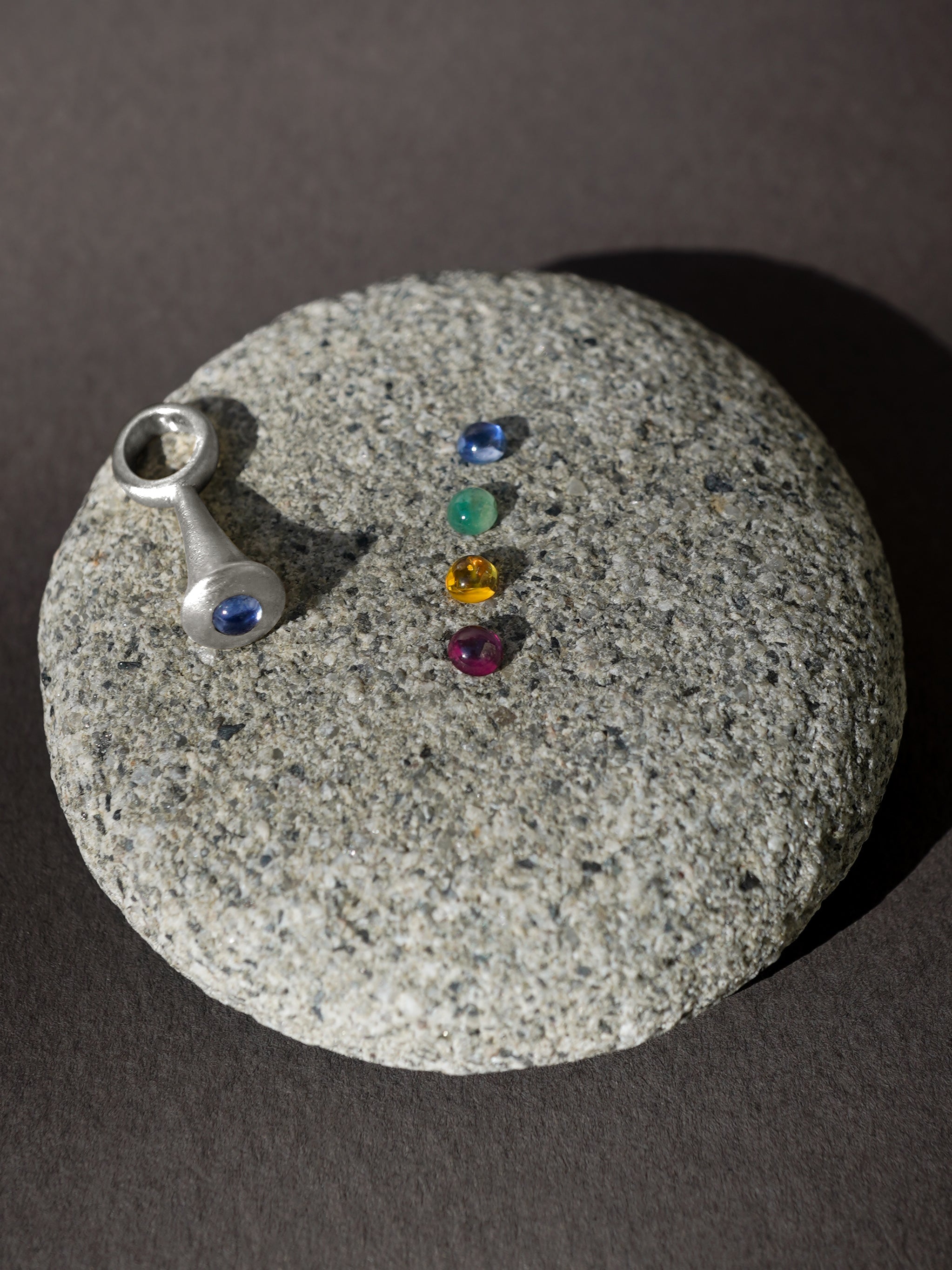 Mini Pendulum Charm No. 2 - Choose Your Gemstone - Silver