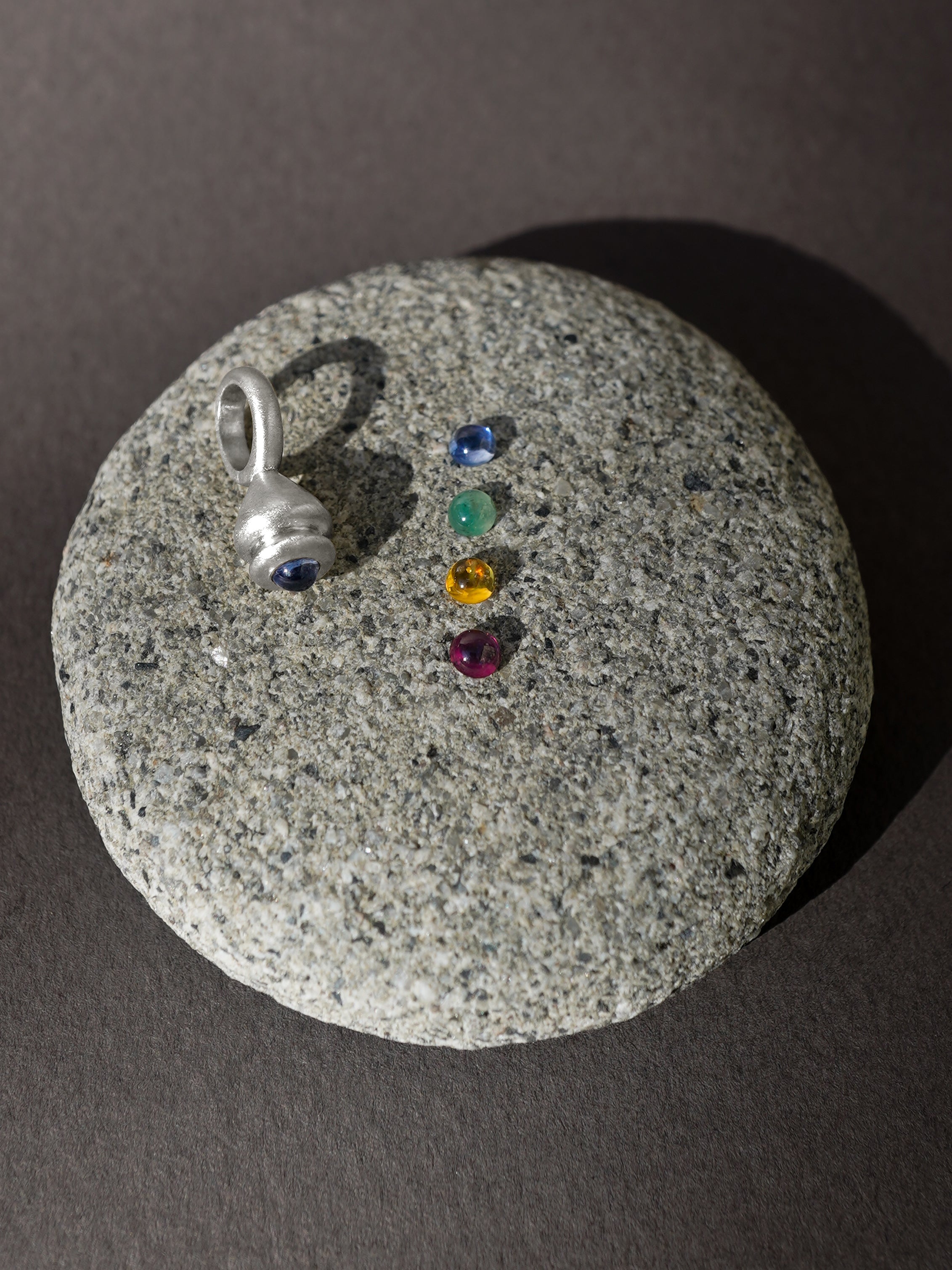 Mini Pendulum Charm No. 11 - Choose Your Gemstone - Silver