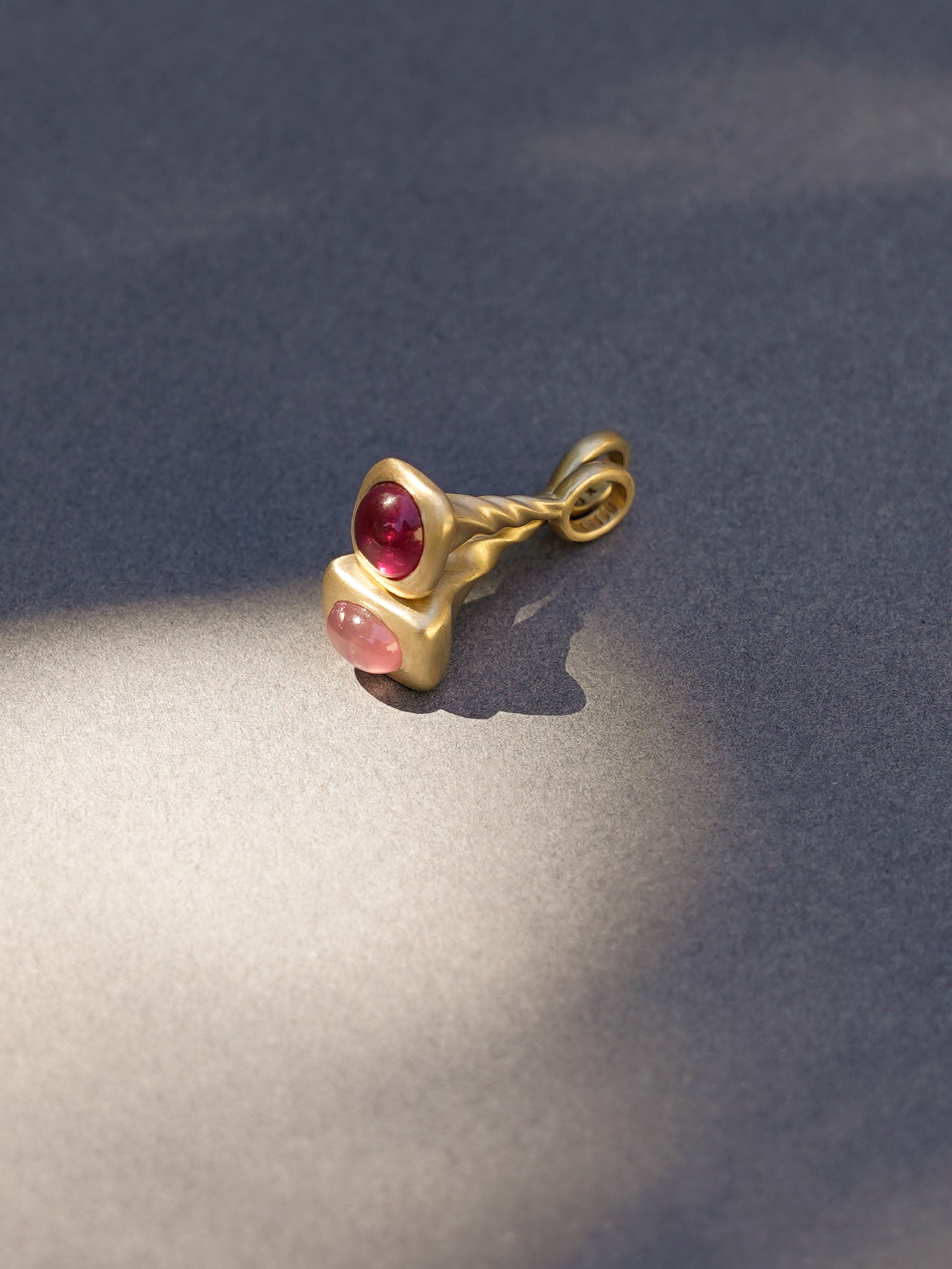 Pink Sapphire Pendulum Charm No. 7 x OKAY FINE - Gold