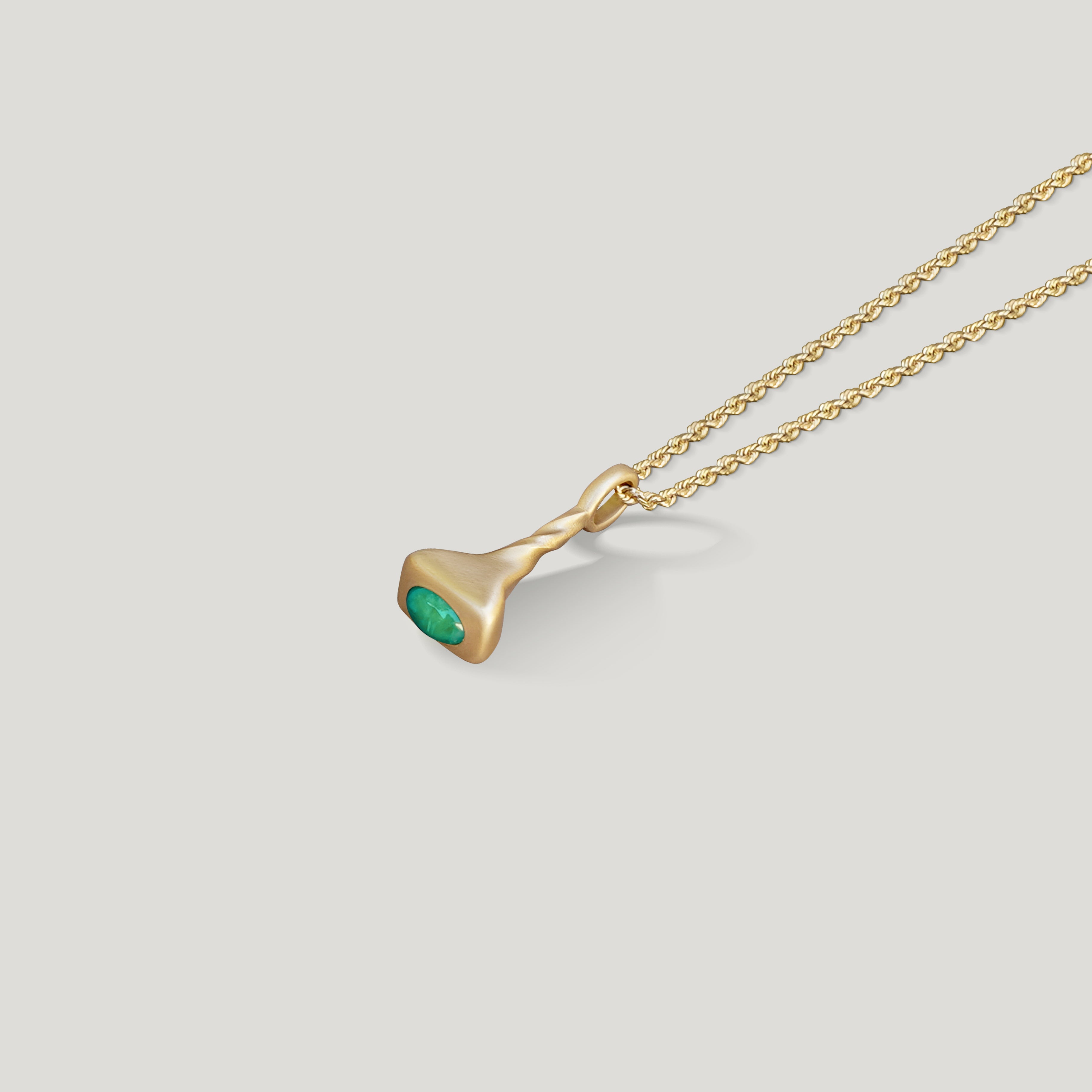 Okay Fine Gold Pendulum Charm Product No7 Emerald