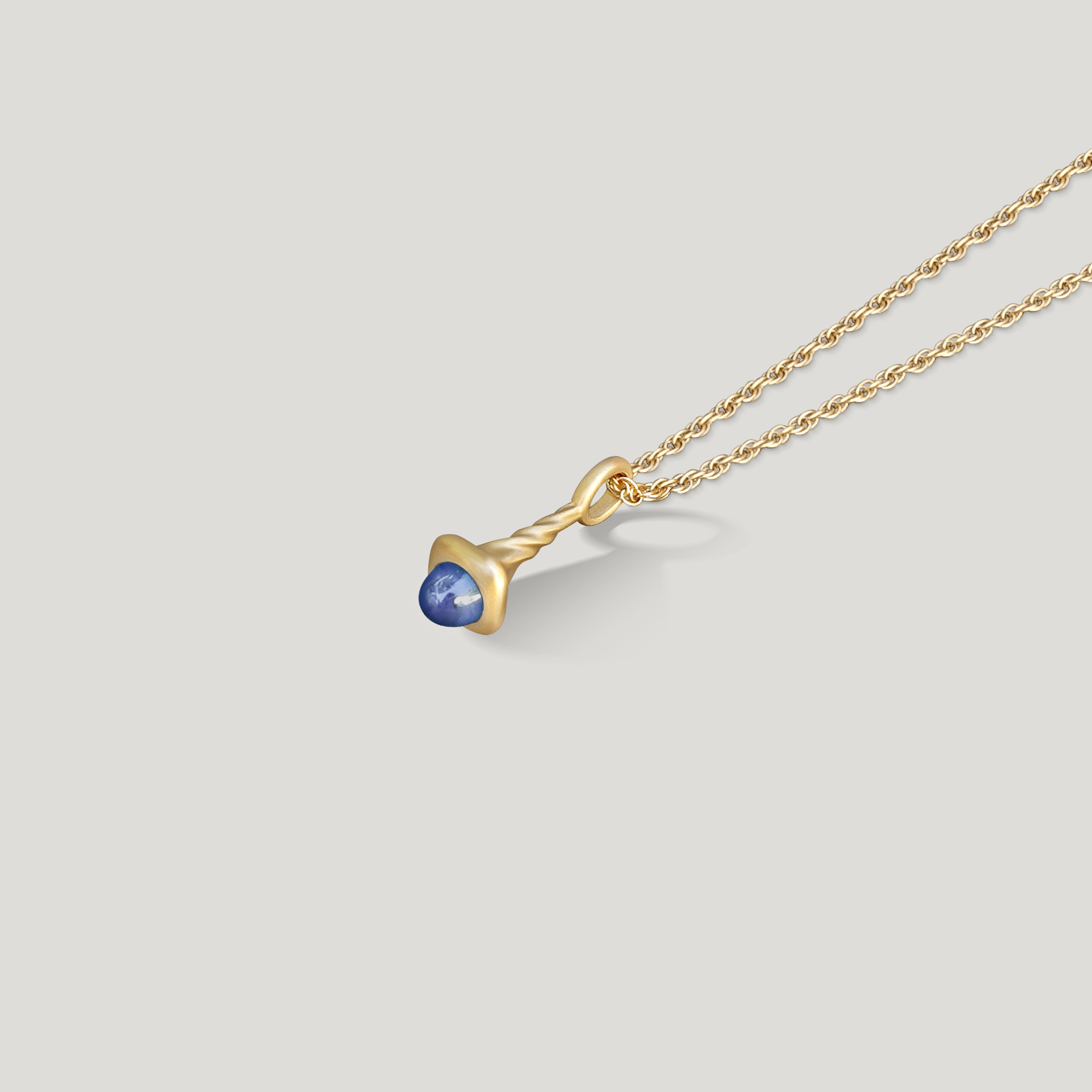 Okay Fine Gold Pendulum Charm Product No8 Large Sapphire