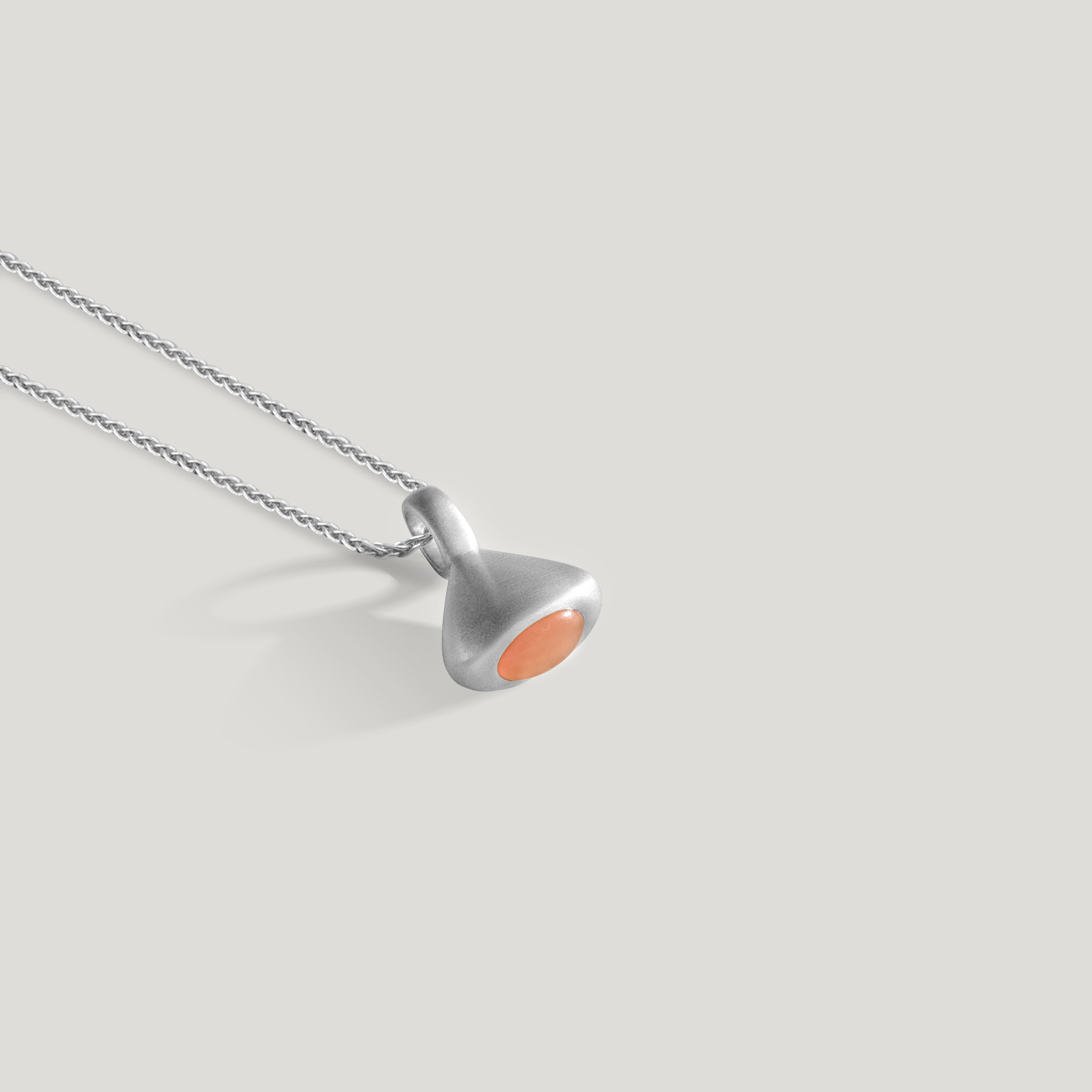 Peach Moonstone Pendulum Charm No. 3 - Silver