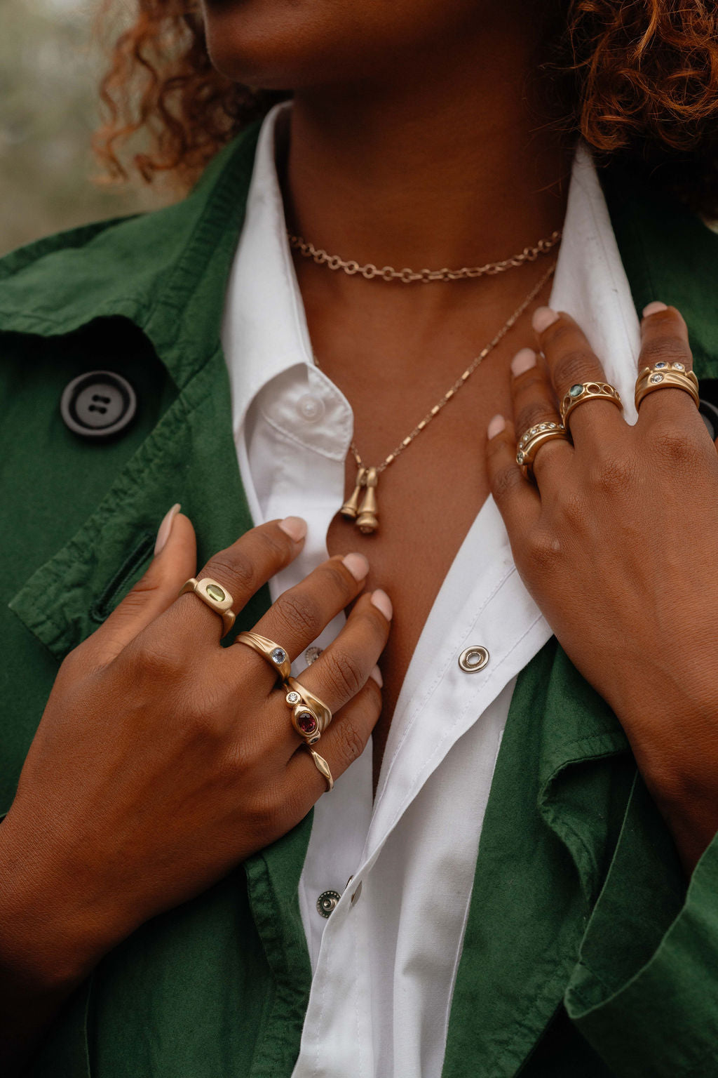 Peridot Trove Ring Gold with Green Coat