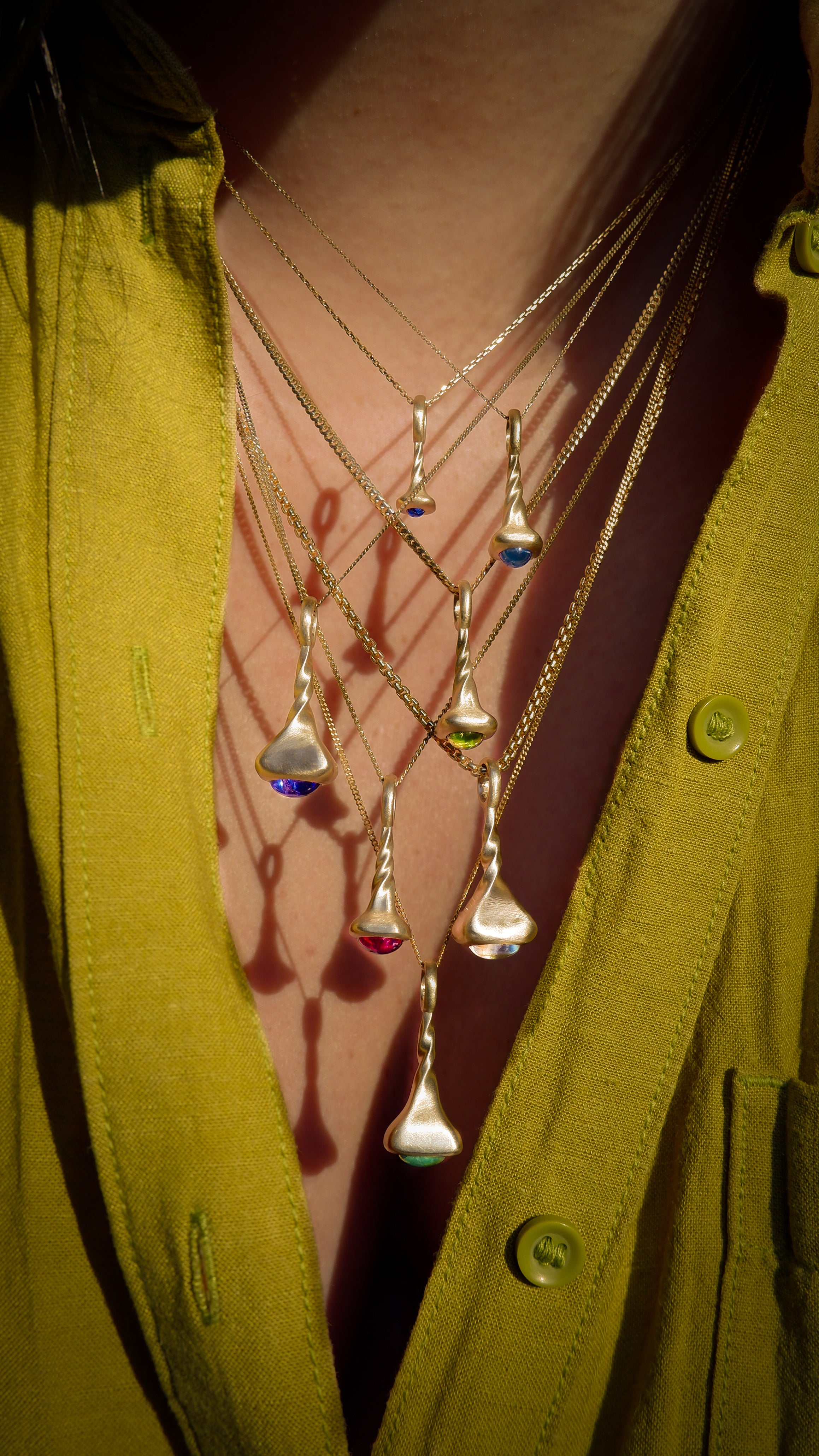Pink Tourmaline Pendulum Charm No. 8 x OKAY FINE - Gold