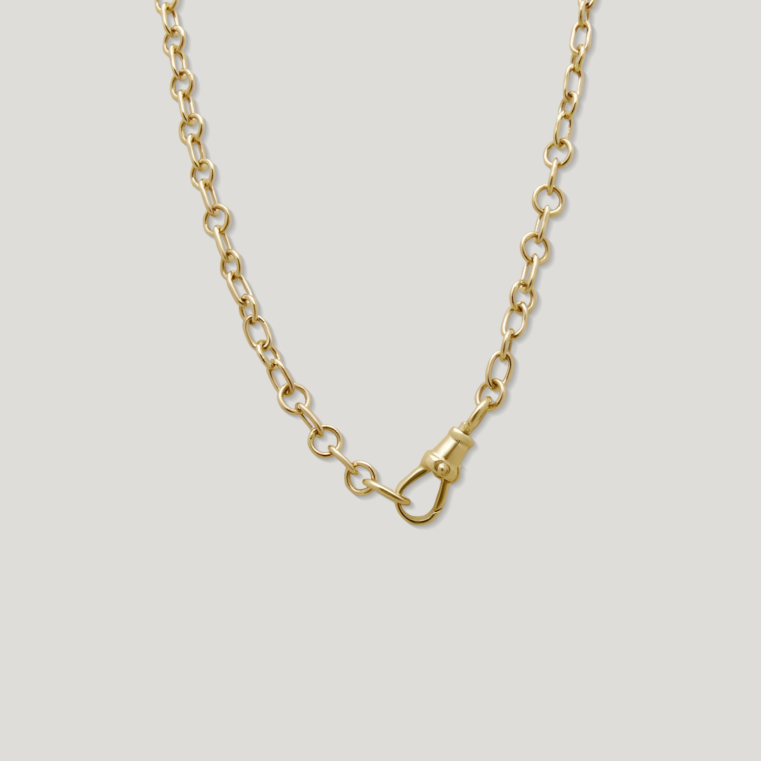 Rhythm Cable Chain with Dog Clip Clasp - Gold alternating chain links round and oval