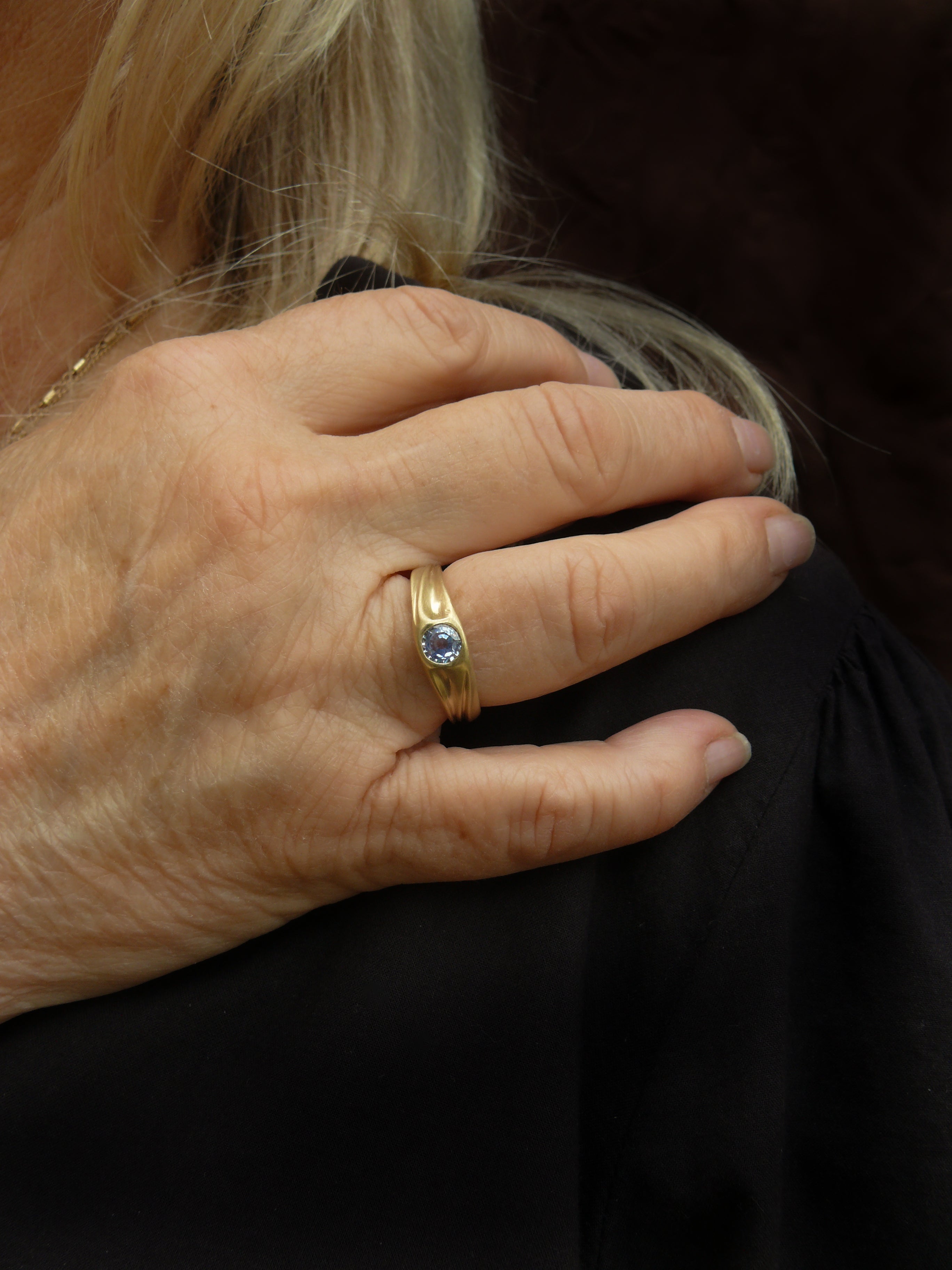 Sapphire Dune RIng on model