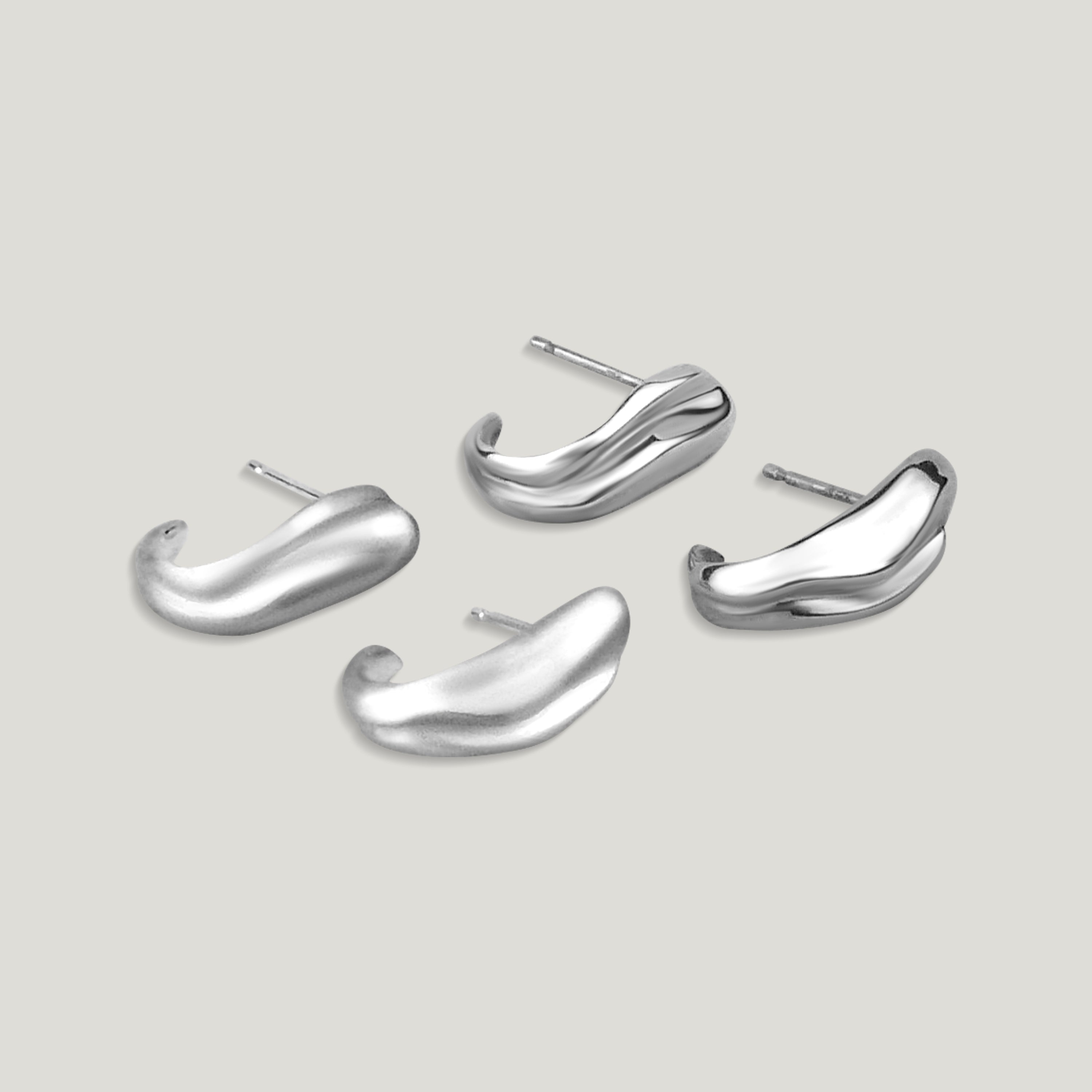 Sterling Silver Huggie Hoop Earring with organic texture