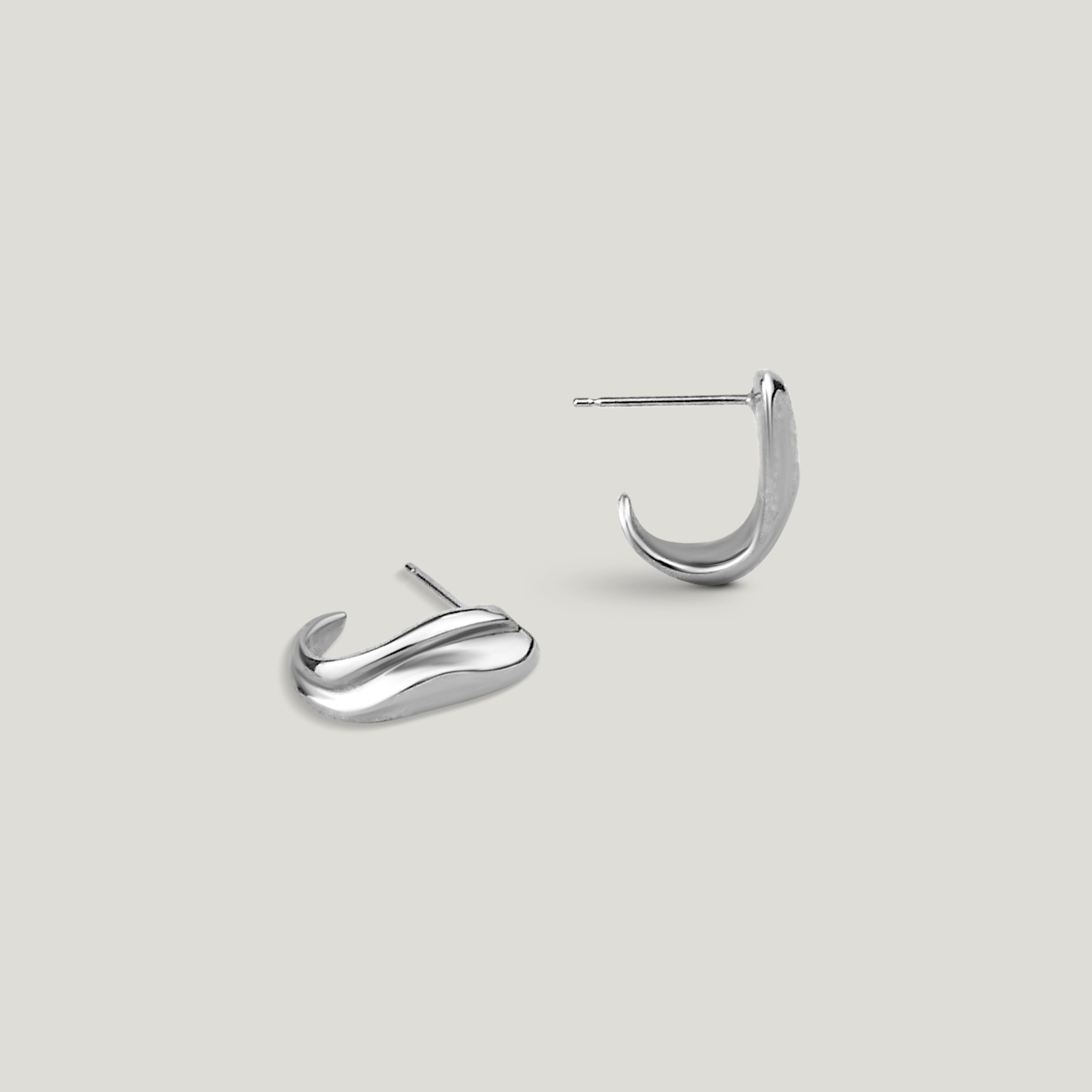 Sterling Silver Huggie Hoop Earring with organic texture