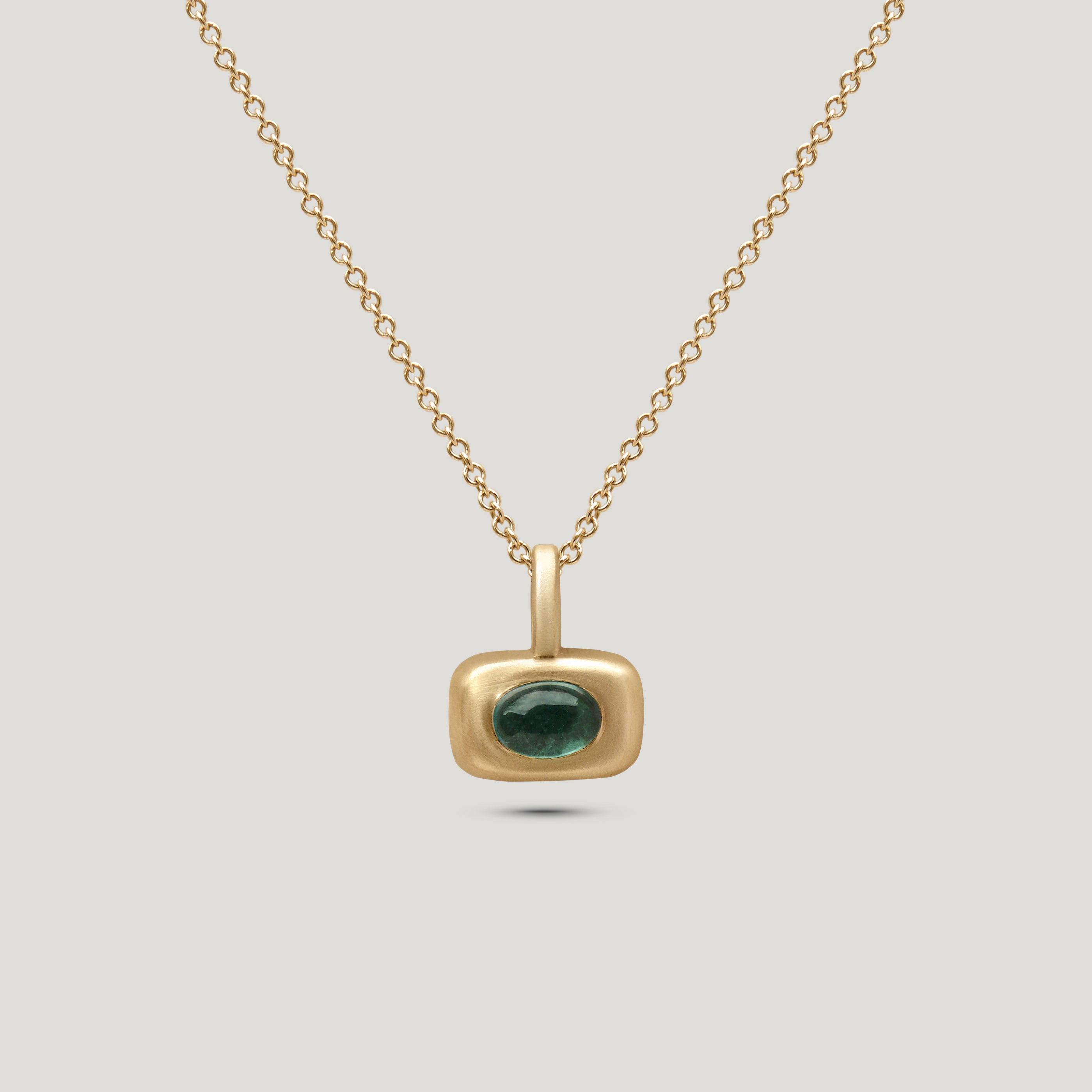 Teal Tourmaline Horizontal Trove Charm -Gold