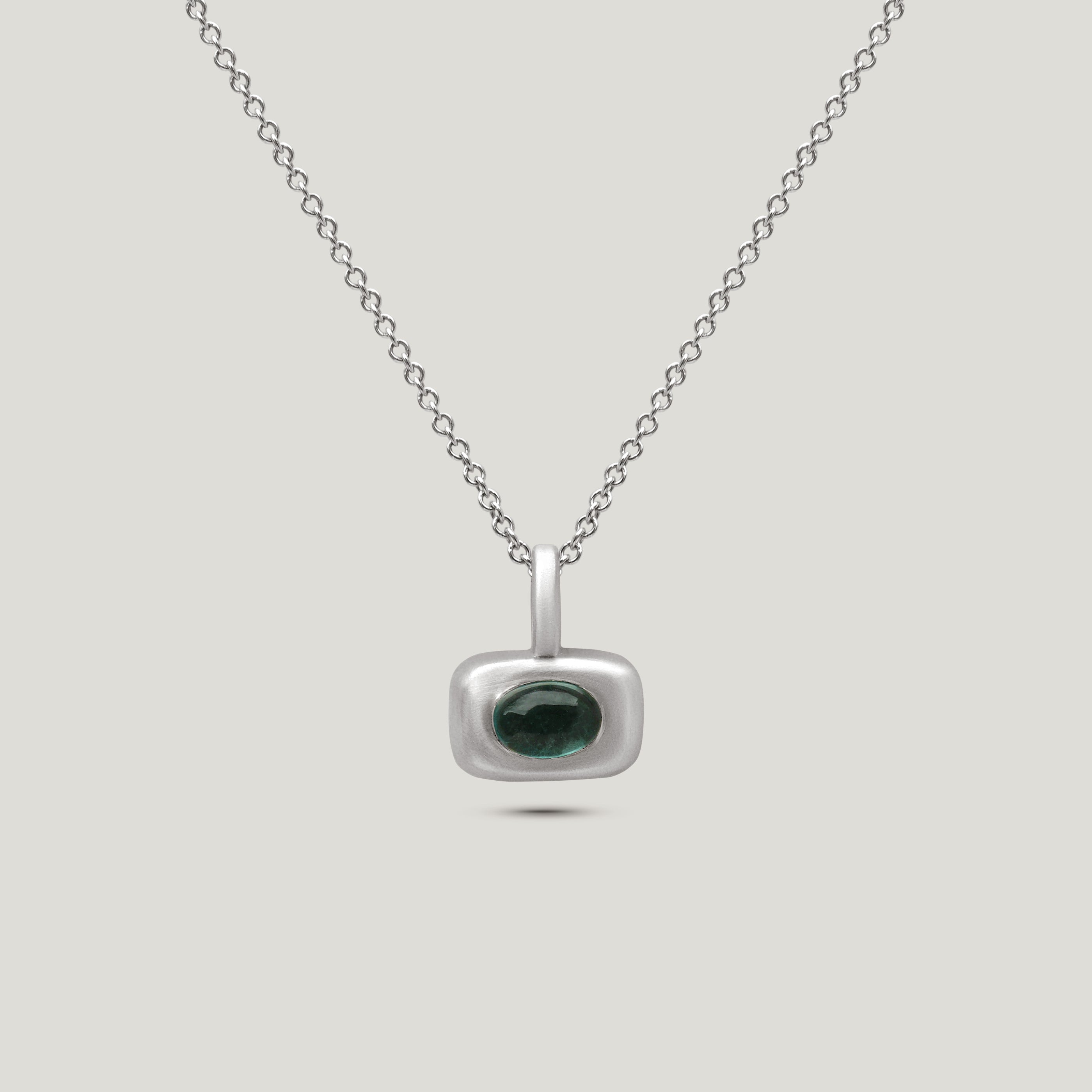 Teal Tourmaline Horizontal Trove Charm - Silver