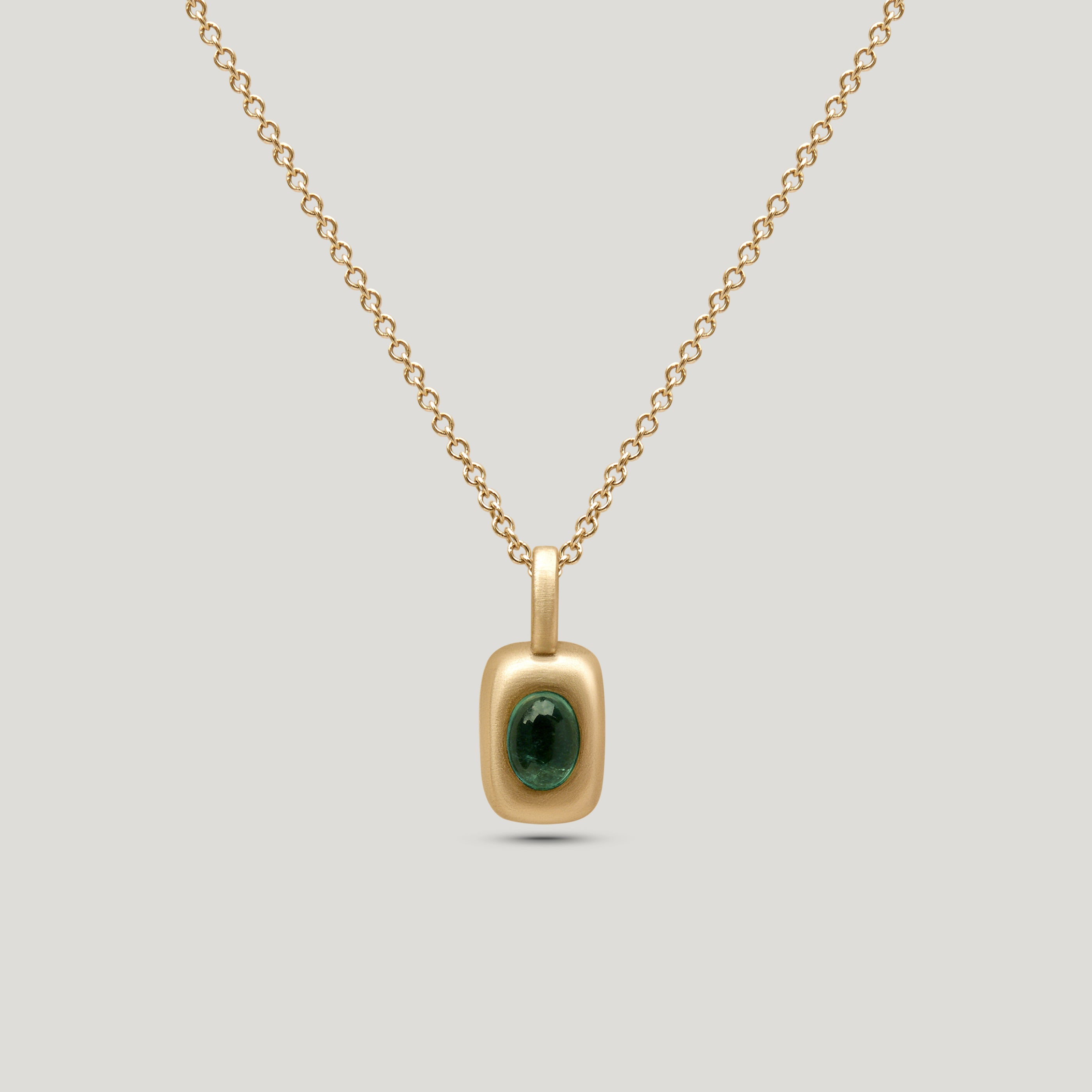 Teal Tourmaline Vertical Trove Charm -Gold