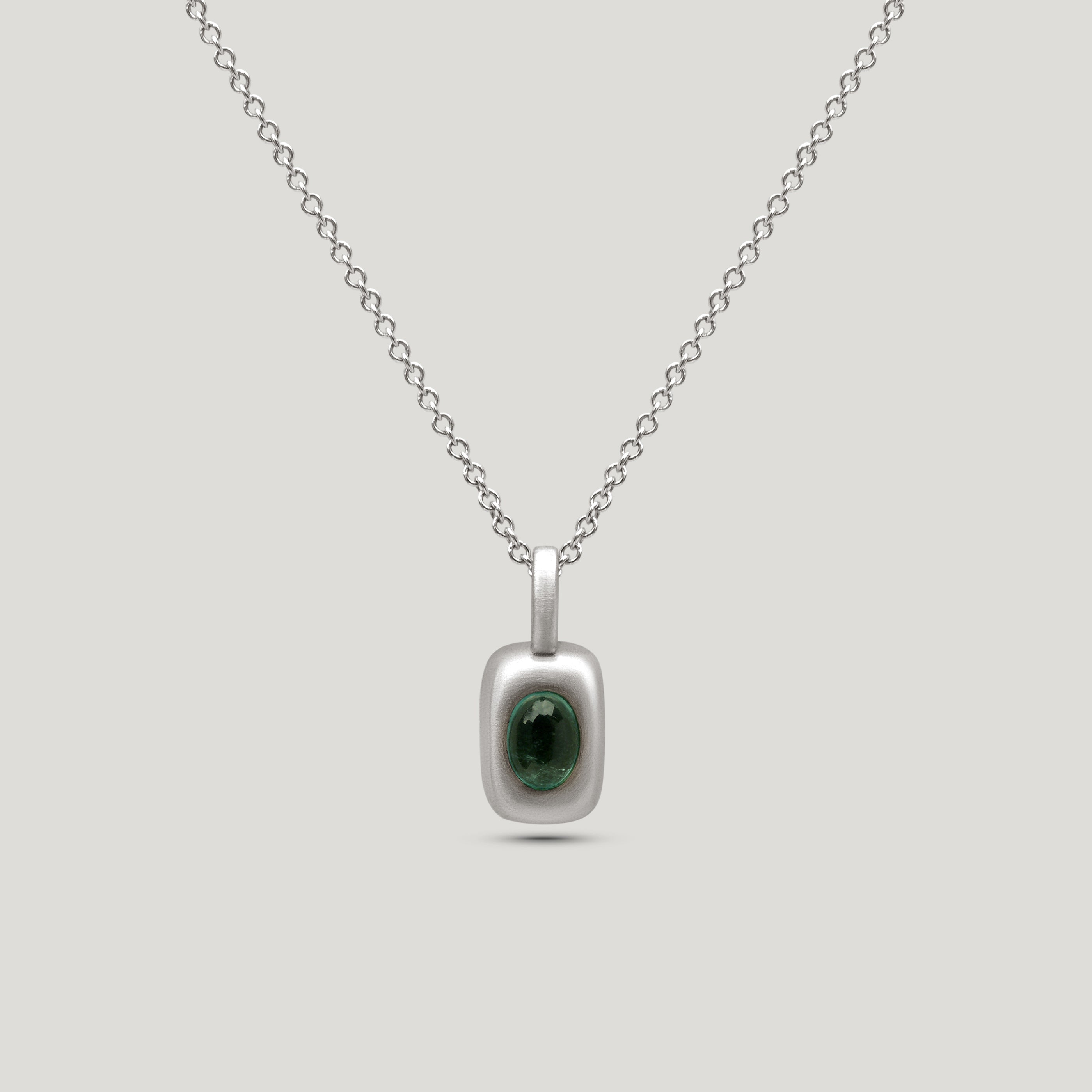 Teal Tourmaline Vertical Trove Charm - Silver