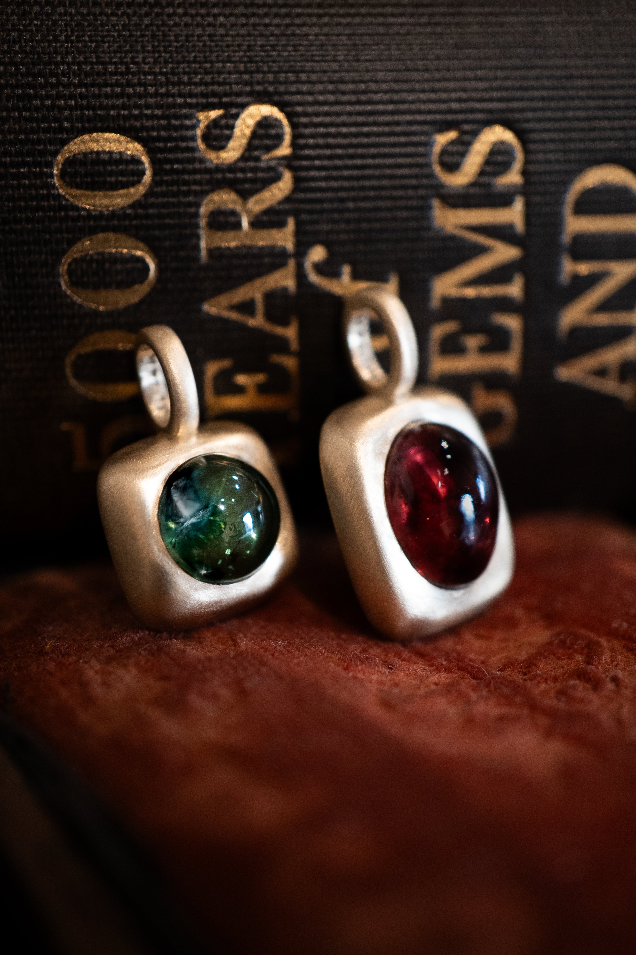 Garnet Vertical Trove Charm Gold and tourmaline trove charm