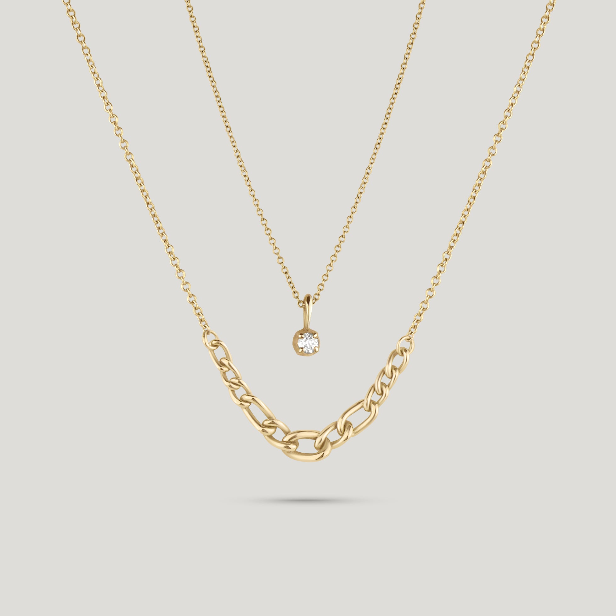 Artisan Graduated Curb Chain Necklace - Gold