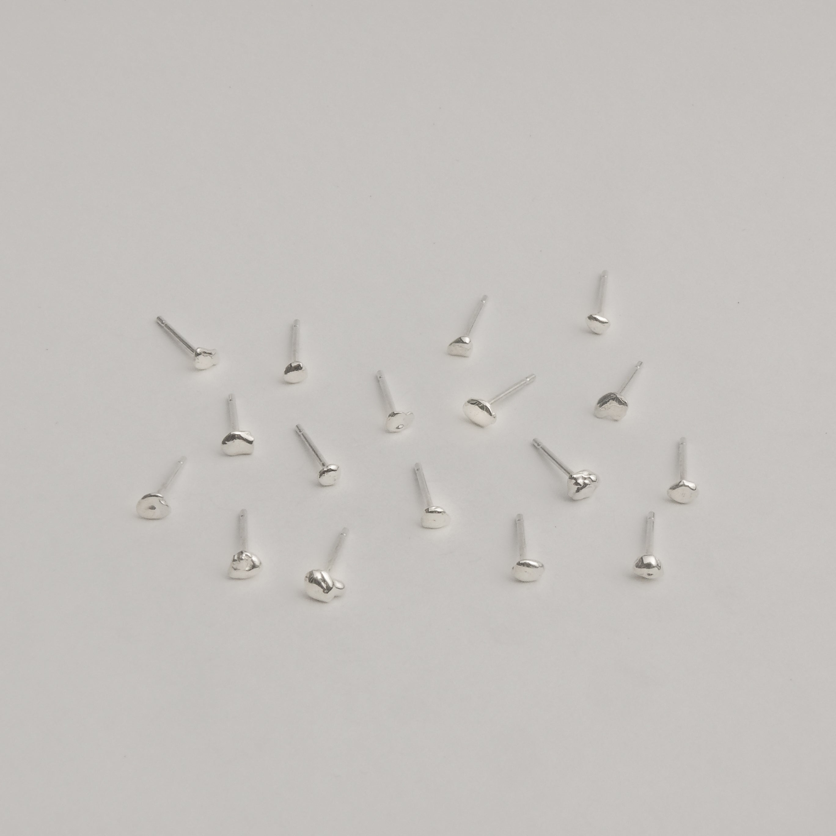 Made Line Jewelry, recycled sterling silver Grain Stud Earrings on white background